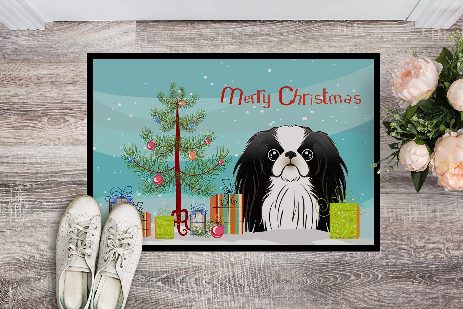 Caroline's Treasures BB1602JMAT Christmas Tree and Japanese Chin Doormat 24x36 F - Thumbnail 2