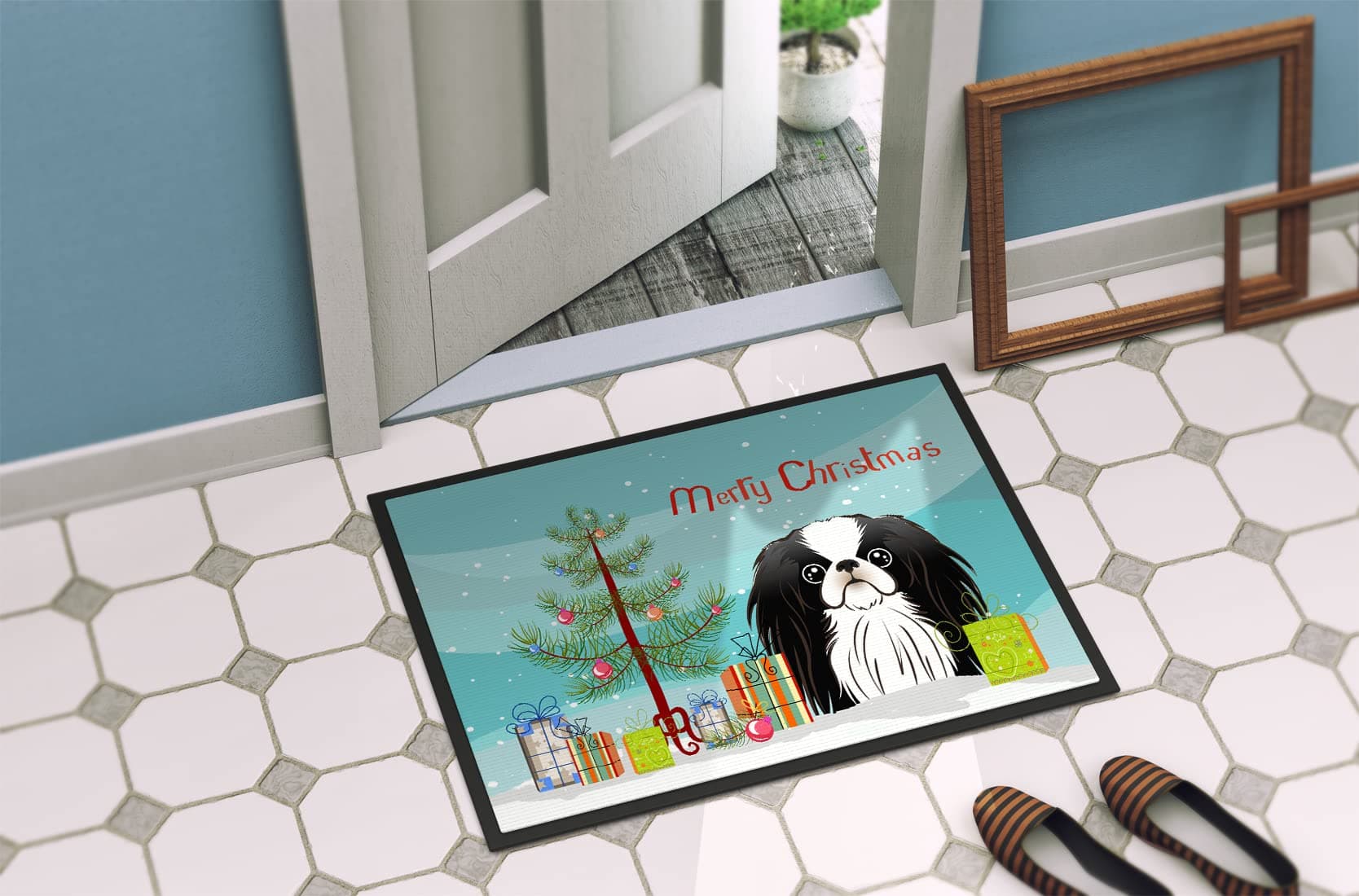 Caroline's Treasures BB1602JMAT Christmas Tree and Japanese Chin Doormat 24x36 F - Thumbnail 4