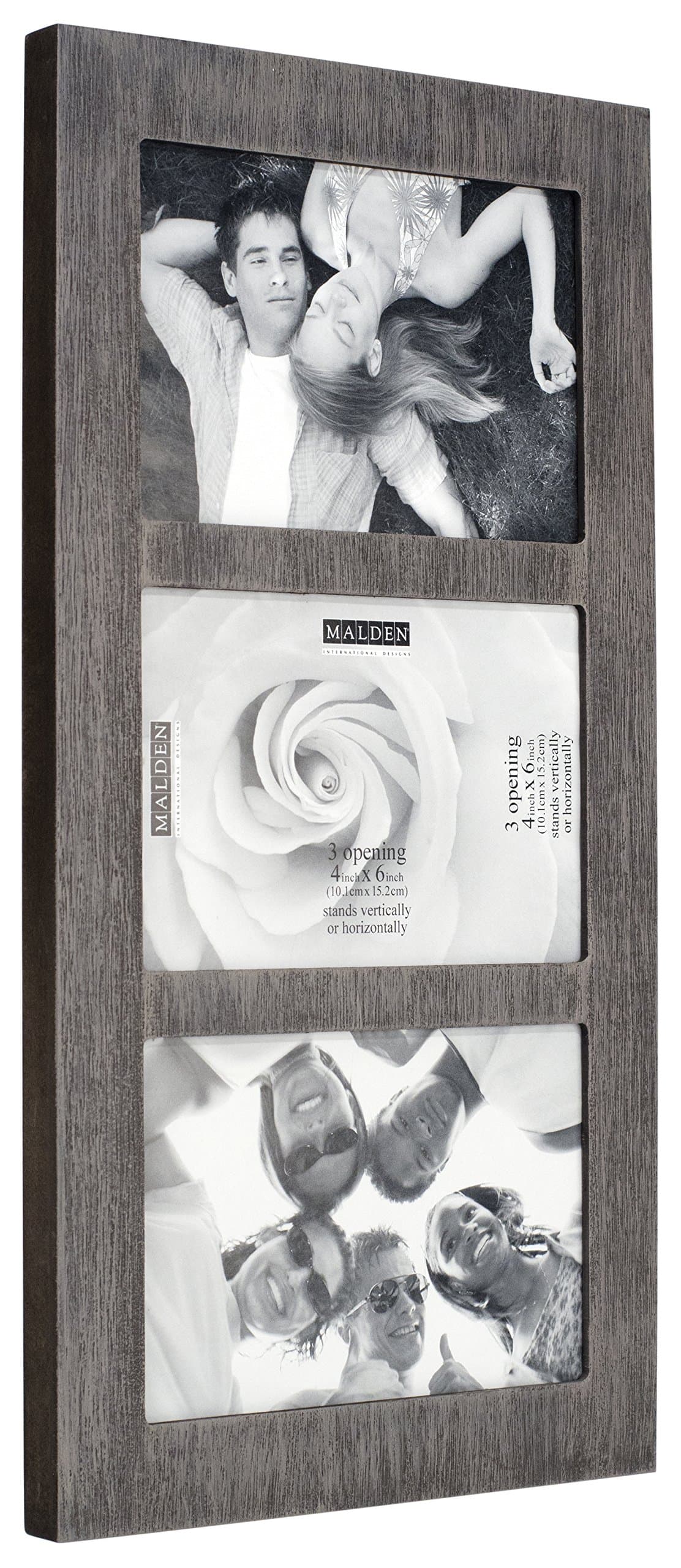 Malden International Designs 4x6 3 Opening Distressed Gray Collage Frame - Thumbnail 2