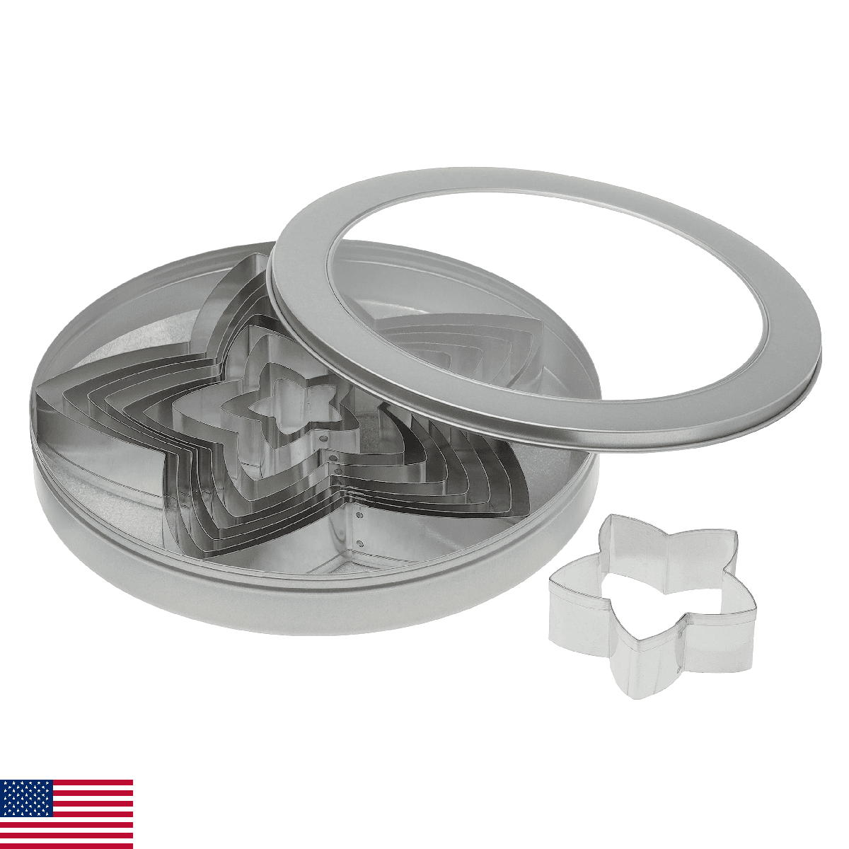 Ateco Plain Edge Star Cutter Set in Graduated Sizes, Stainless Steel, 10 Pc Set - Image 1