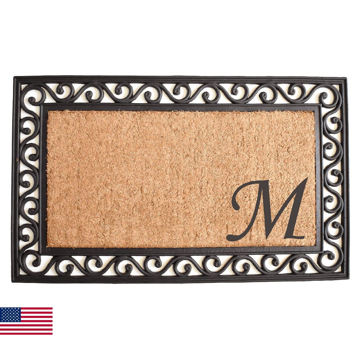 Home & More 104021830 Versailles Monogram Doormat 18" x 30", Natural/Black (Lett - Image 1