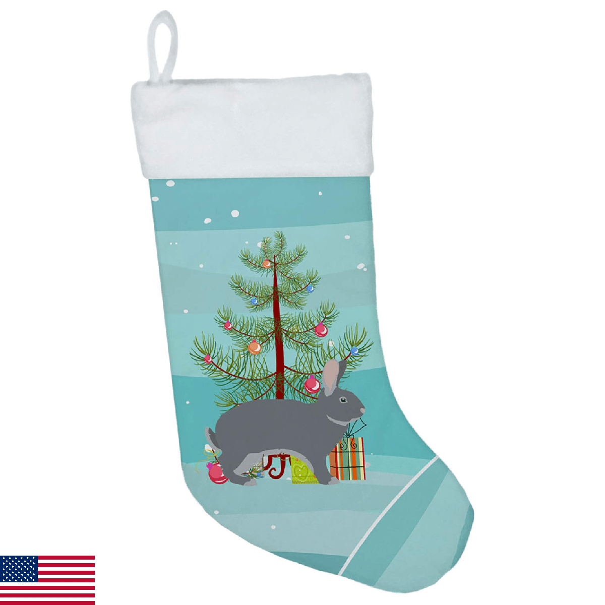 Caroline's Treasures BB9333CS Giant Chinchilla Rabbit Christmas Christmas Stocki - Image 1