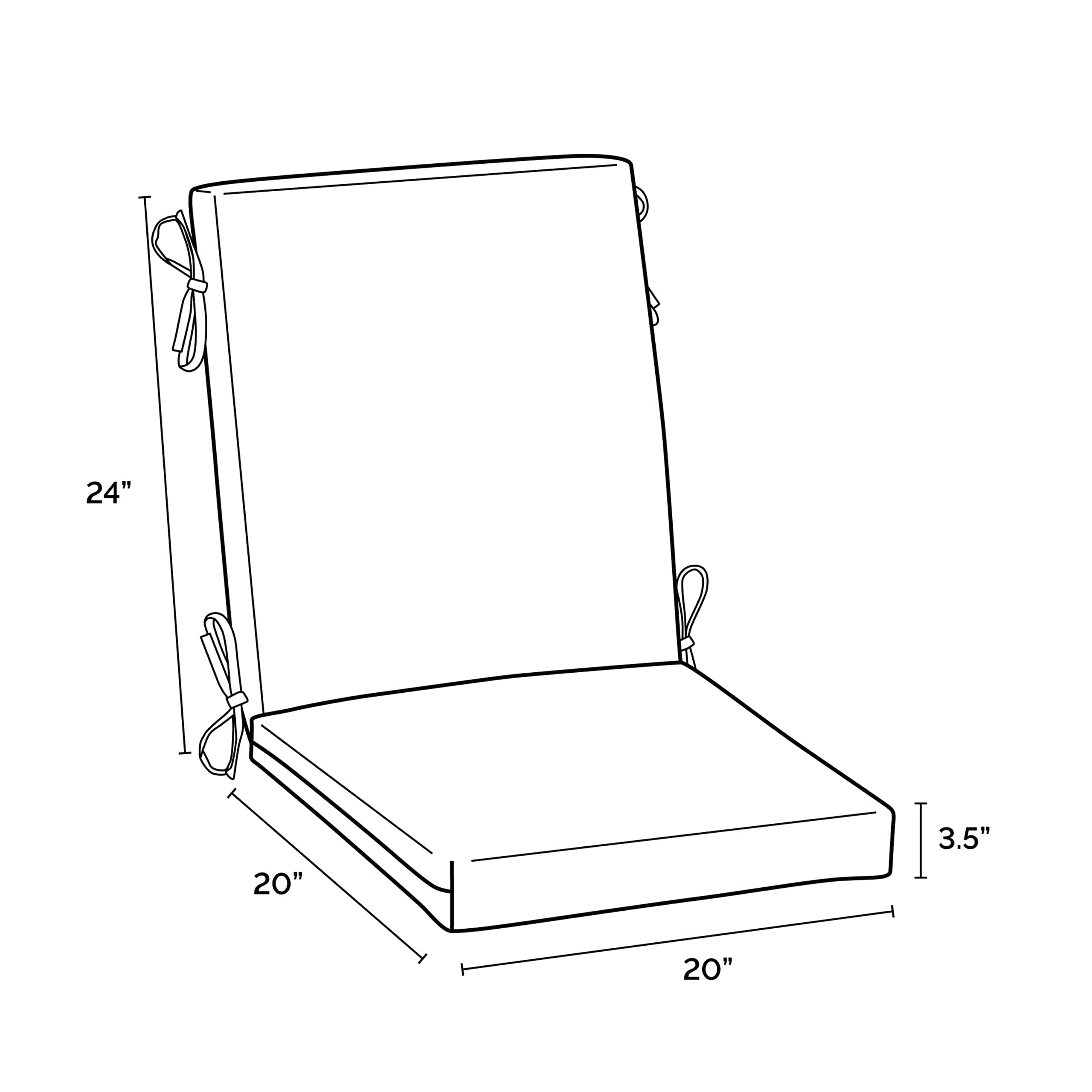 Arden Outdoor Patio Dining Chair Cushion, 20x44, Rain-Proof Seat Pad, Fade-Resis - Thumbnail 3