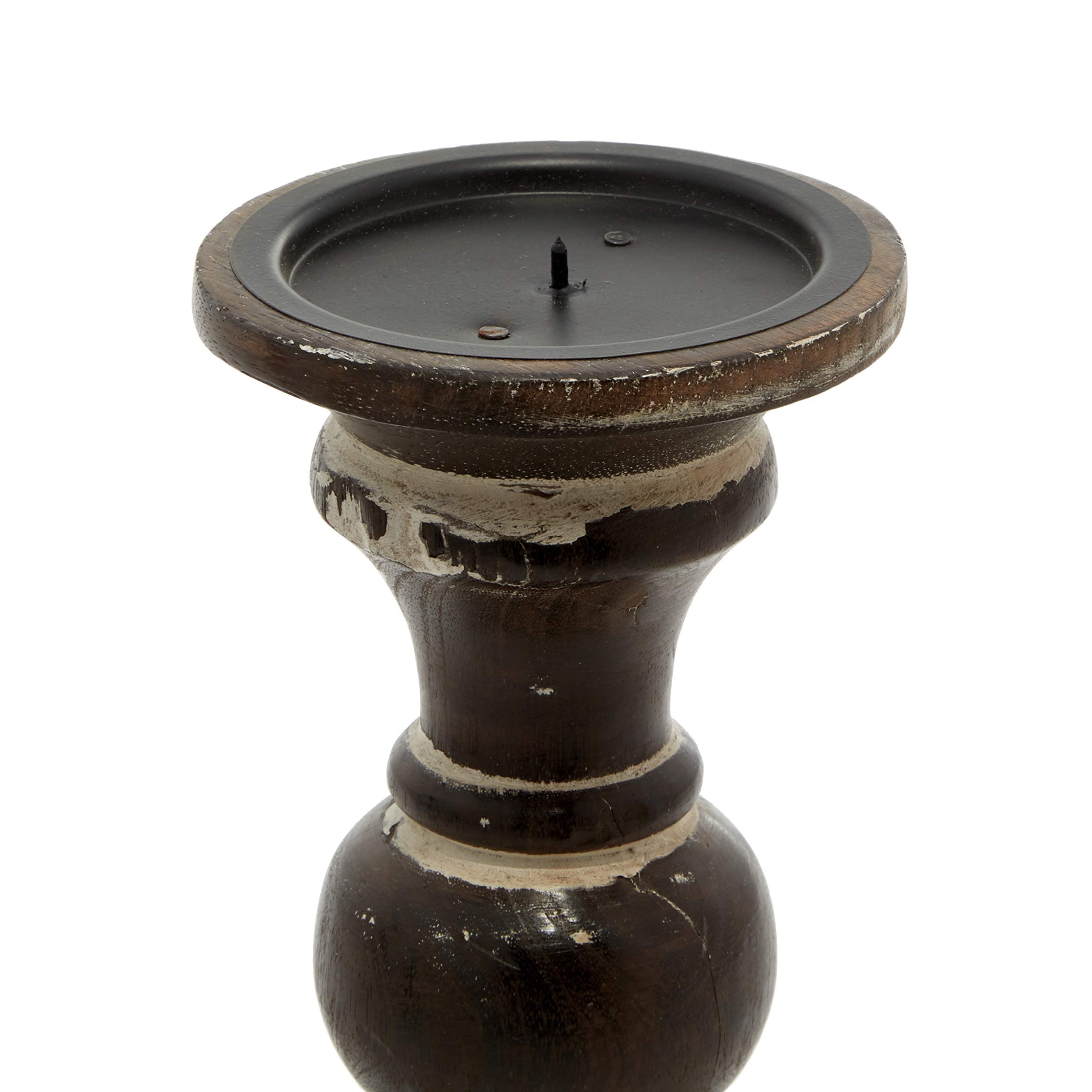 Deco 79 Wood Candle Holder Set 3 6 8 10 inches Dark Brown - Thumbnail 5