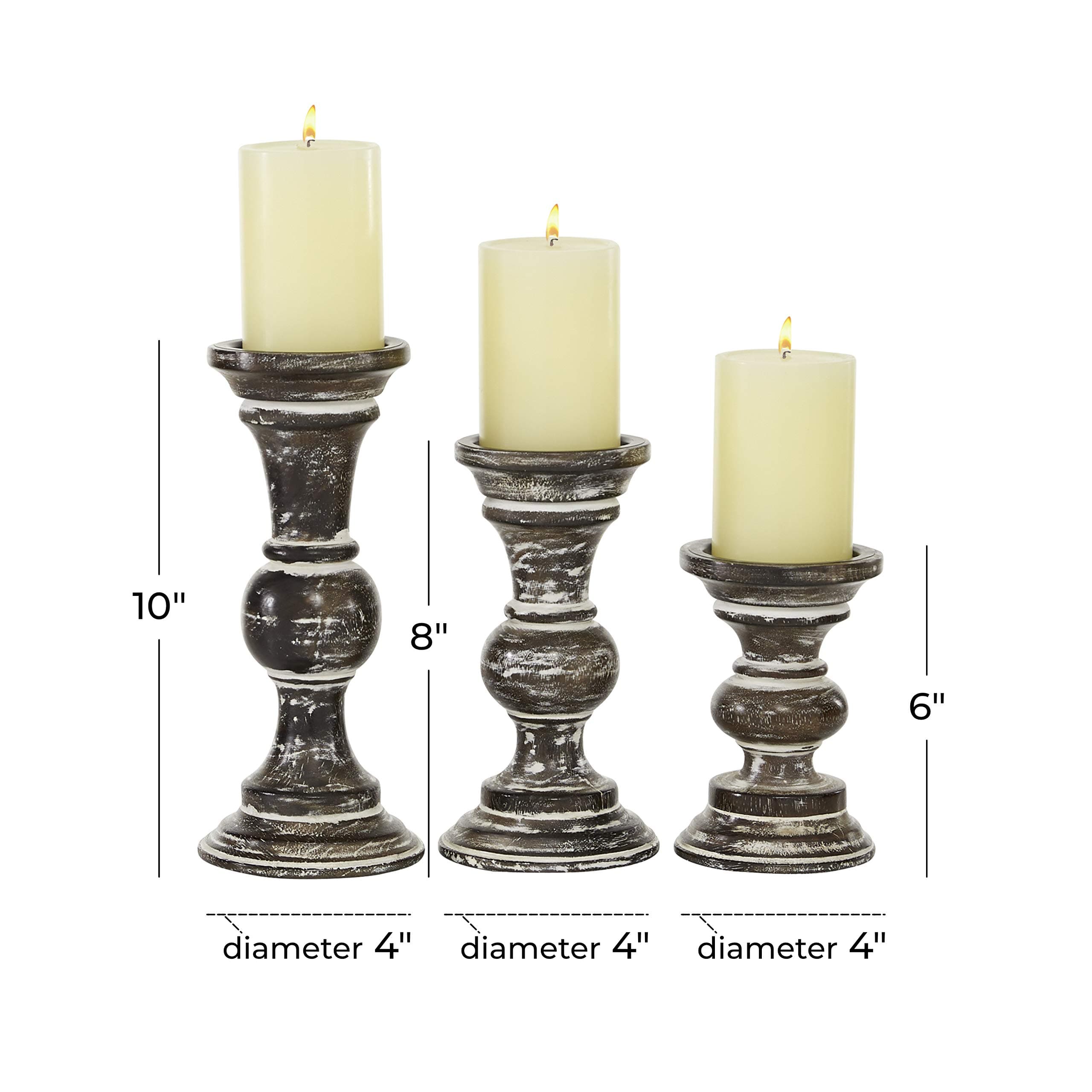 Deco 79 Wood Candle Holder Set 3 6 8 10 inches Dark Brown - Thumbnail 6