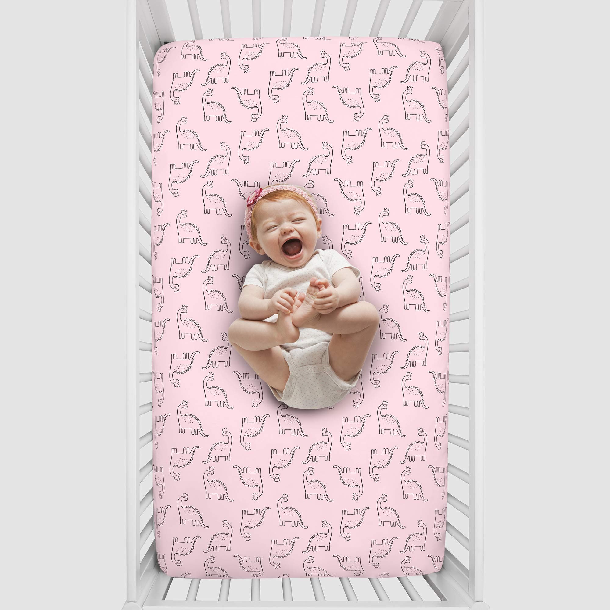 Carter's Dinosaur Princess Pink Super Soft Fitted Crib Sheet - Thumbnail 4