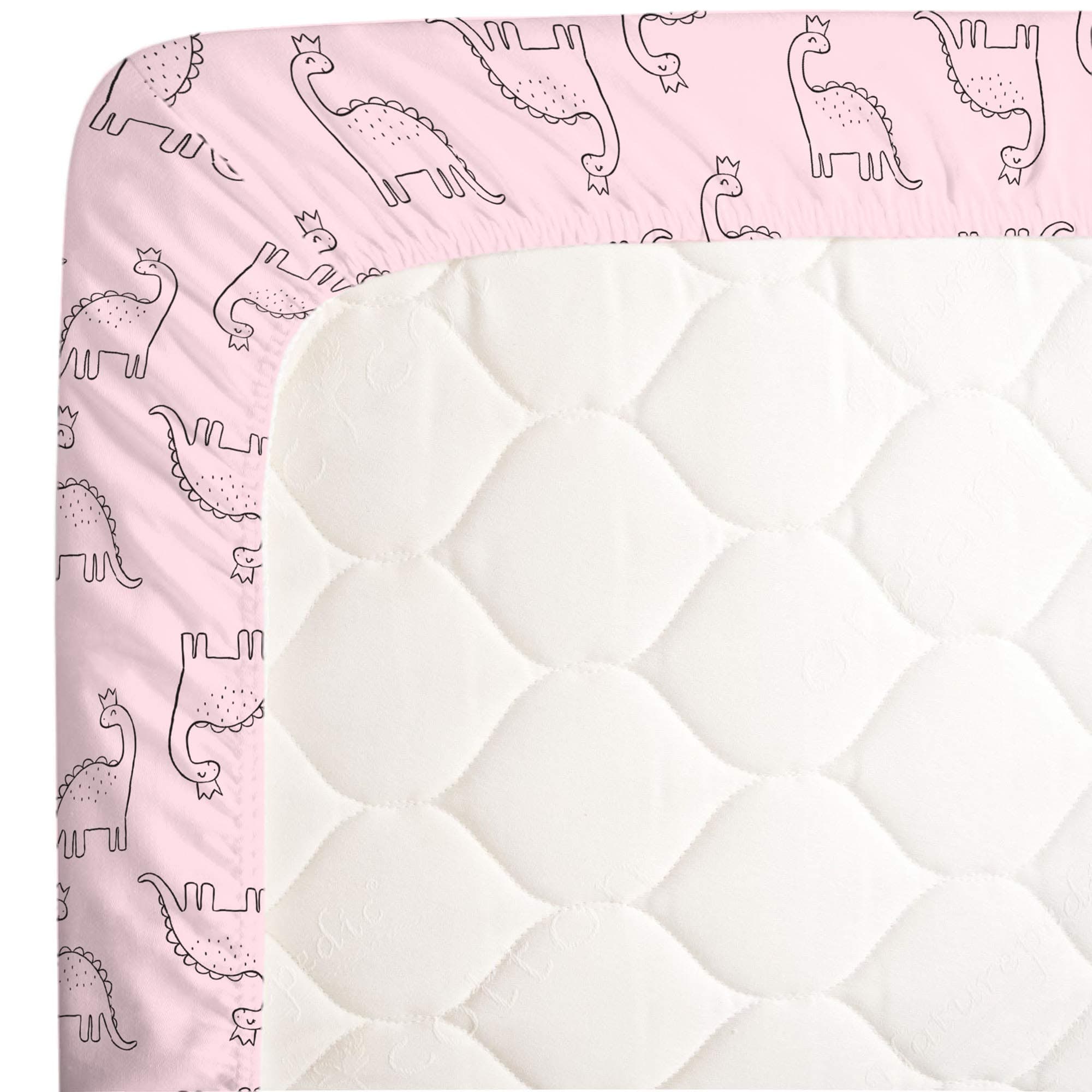 Carter's Dinosaur Princess Pink Super Soft Fitted Crib Sheet - Thumbnail 2