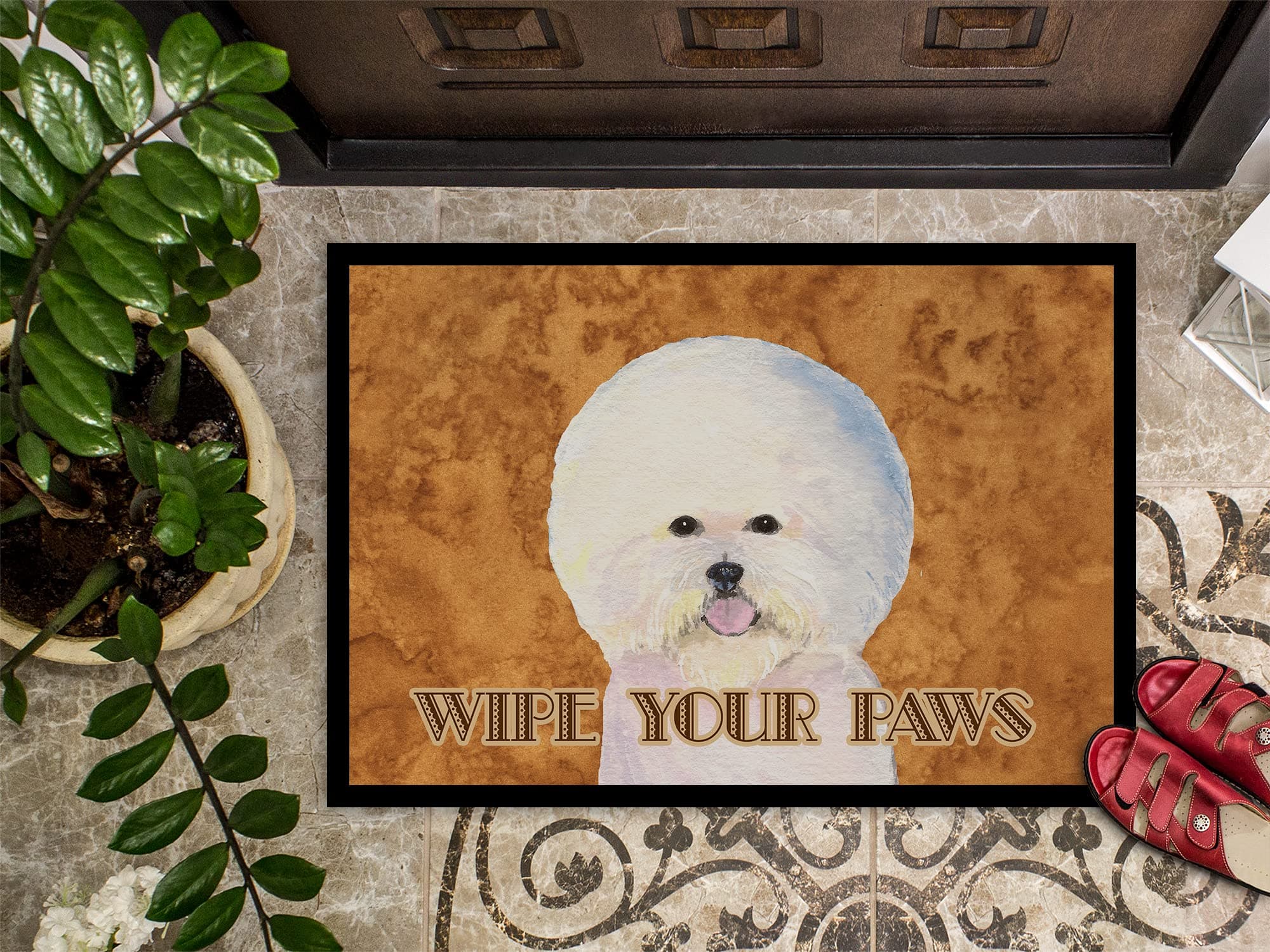 Caroline's Treasures SS4878MAT Bichon Frise Wipe Your Paws Doormat 18x27 Front D - Thumbnail 3