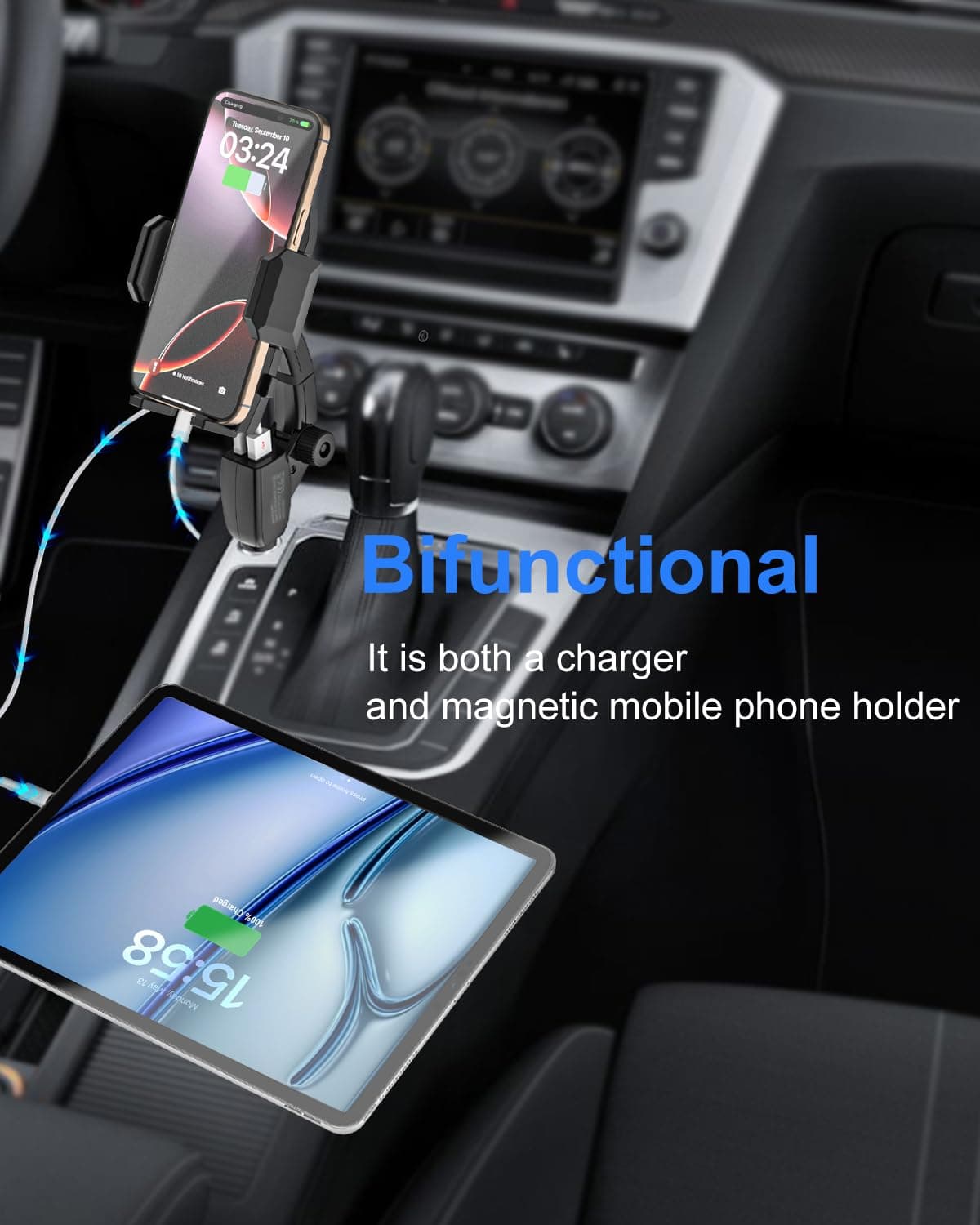 Kolasels Cigarette Lighter Phone Holder Car Mount Charger [Dual USB Fast Chargin - Thumbnail 2