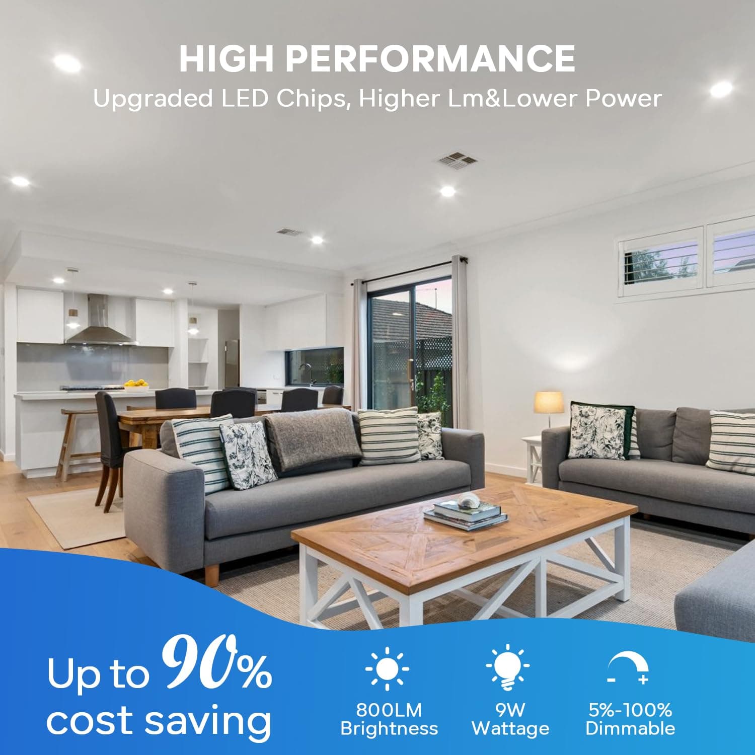 LVWIT Recessed Lighting 4 Inch, Ultra-Thin LED Ceiling Lights 800LM 2700K-5000K - Thumbnail 5