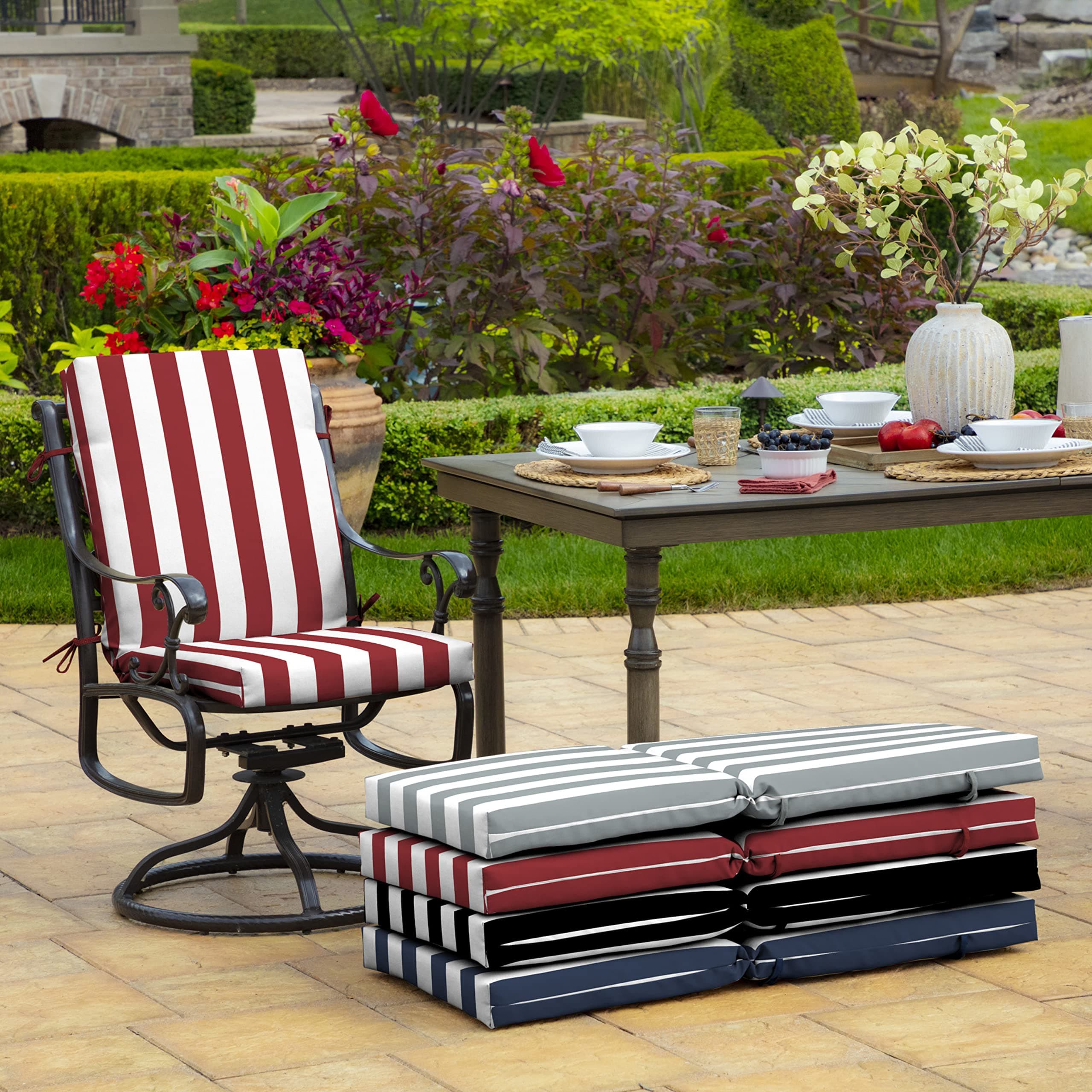 Arden Outdoor Patio Dining Chair Cushion, 20x44, Rain-Proof Seat Pad, Fade-Resis - Thumbnail 5