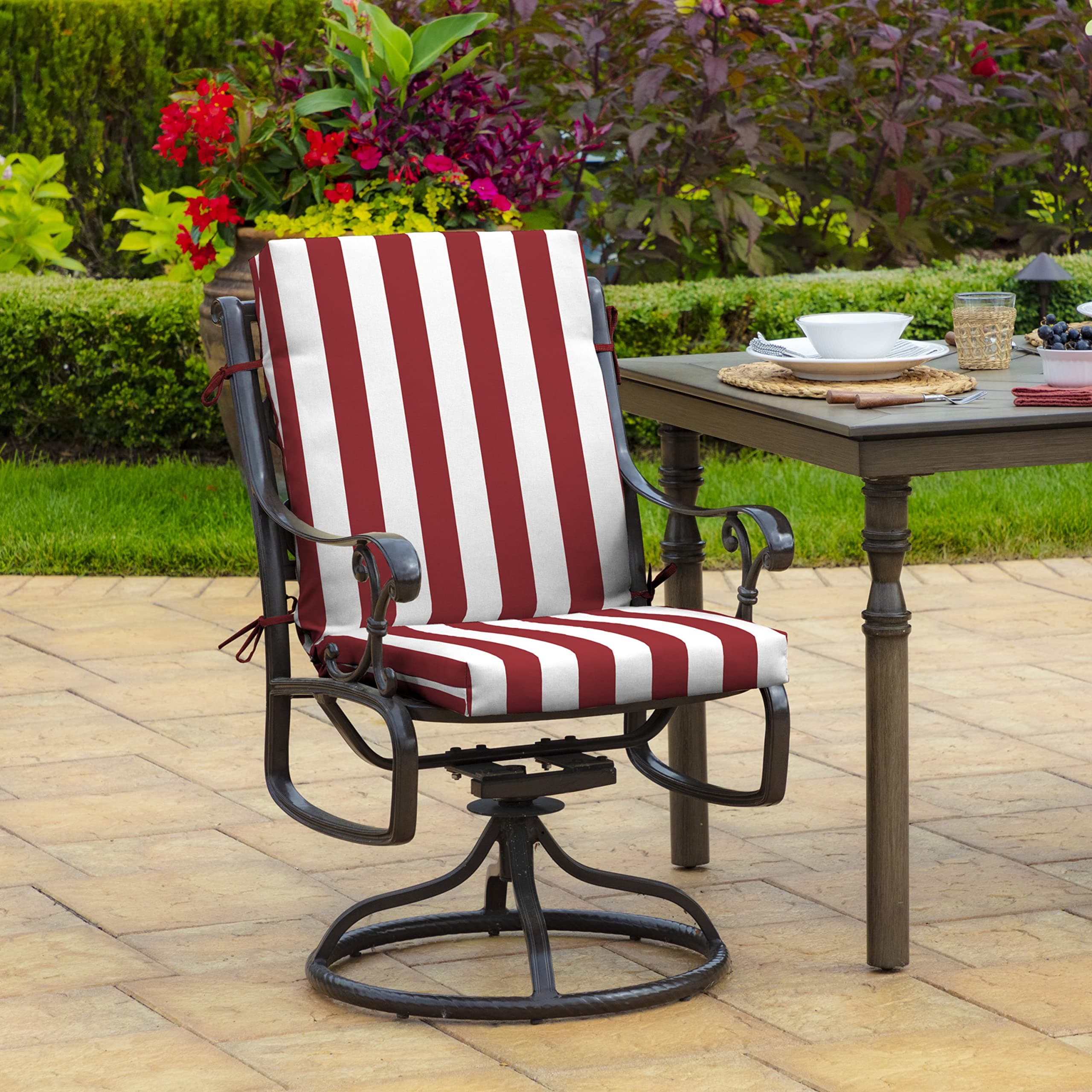 Arden Outdoor Patio Dining Chair Cushion, 20x44, Rain-Proof Seat Pad, Fade-Resis - Thumbnail 2