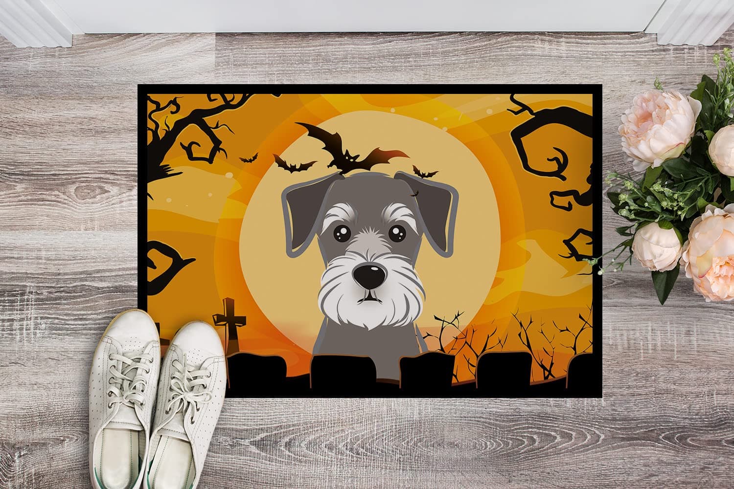 Caroline's Treasures BB1764JMAT Halloween Schnauzer Doormat 24x36 Front Door Mat - Thumbnail 2
