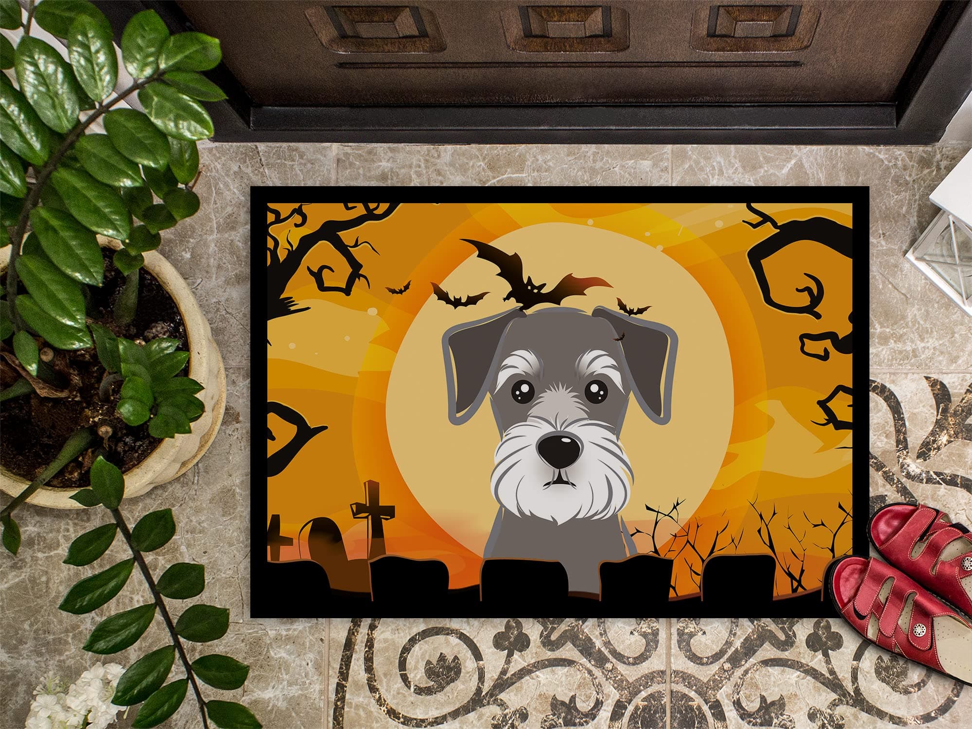 Caroline's Treasures BB1764JMAT Halloween Schnauzer Doormat 24x36 Front Door Mat - Thumbnail 3