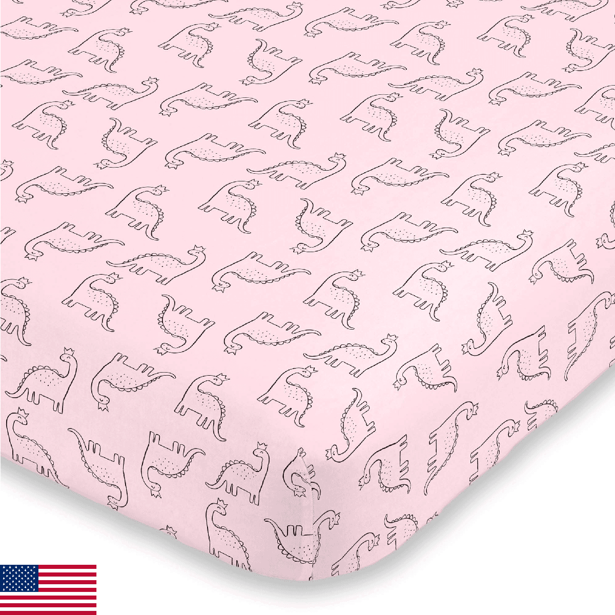 Carter's Dinosaur Princess Pink Super Soft Fitted Crib Sheet - Image 1