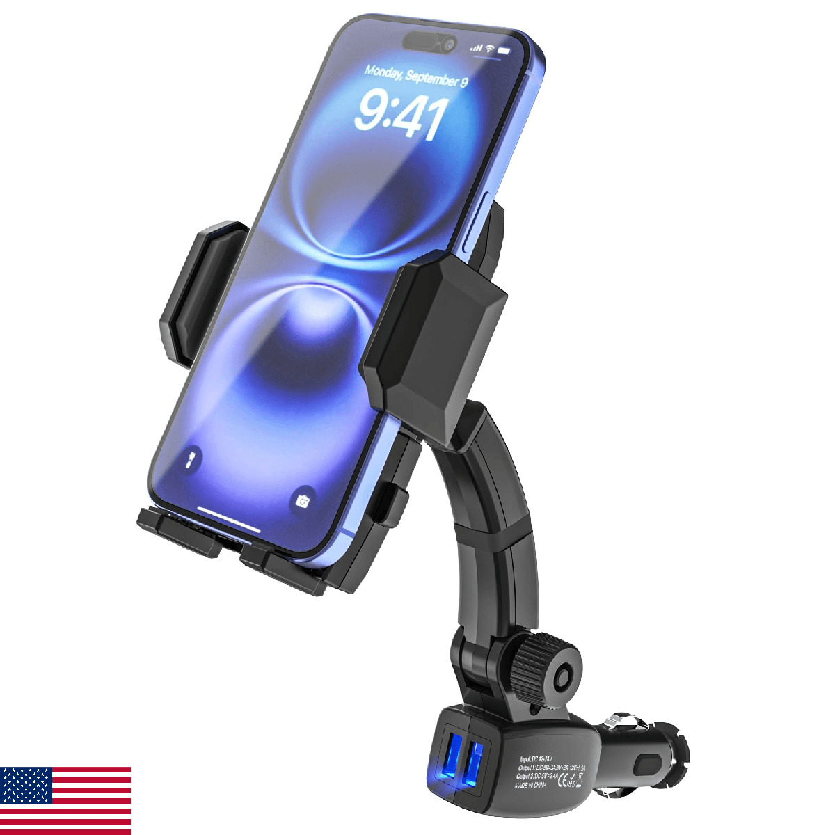 Kolasels Cigarette Lighter Phone Holder Car Mount Charger [Dual USB Fast Chargin - Image 1