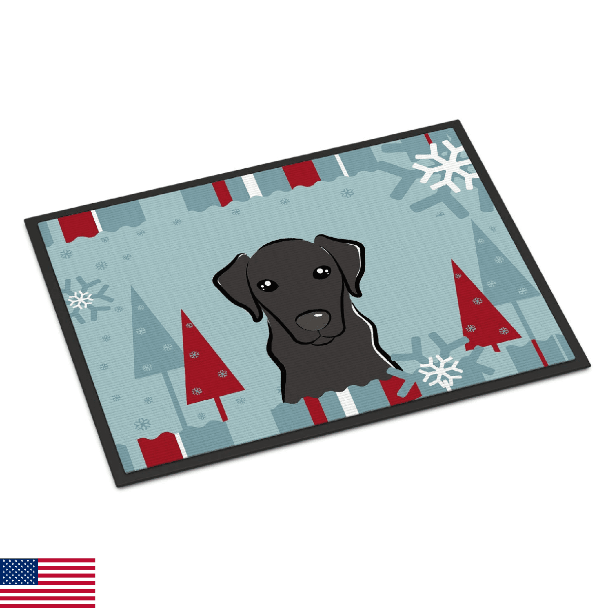 Caroline's Treasures BB1731MAT Winter Holiday Black Labrador Doormat 18x27 Front - Image 1