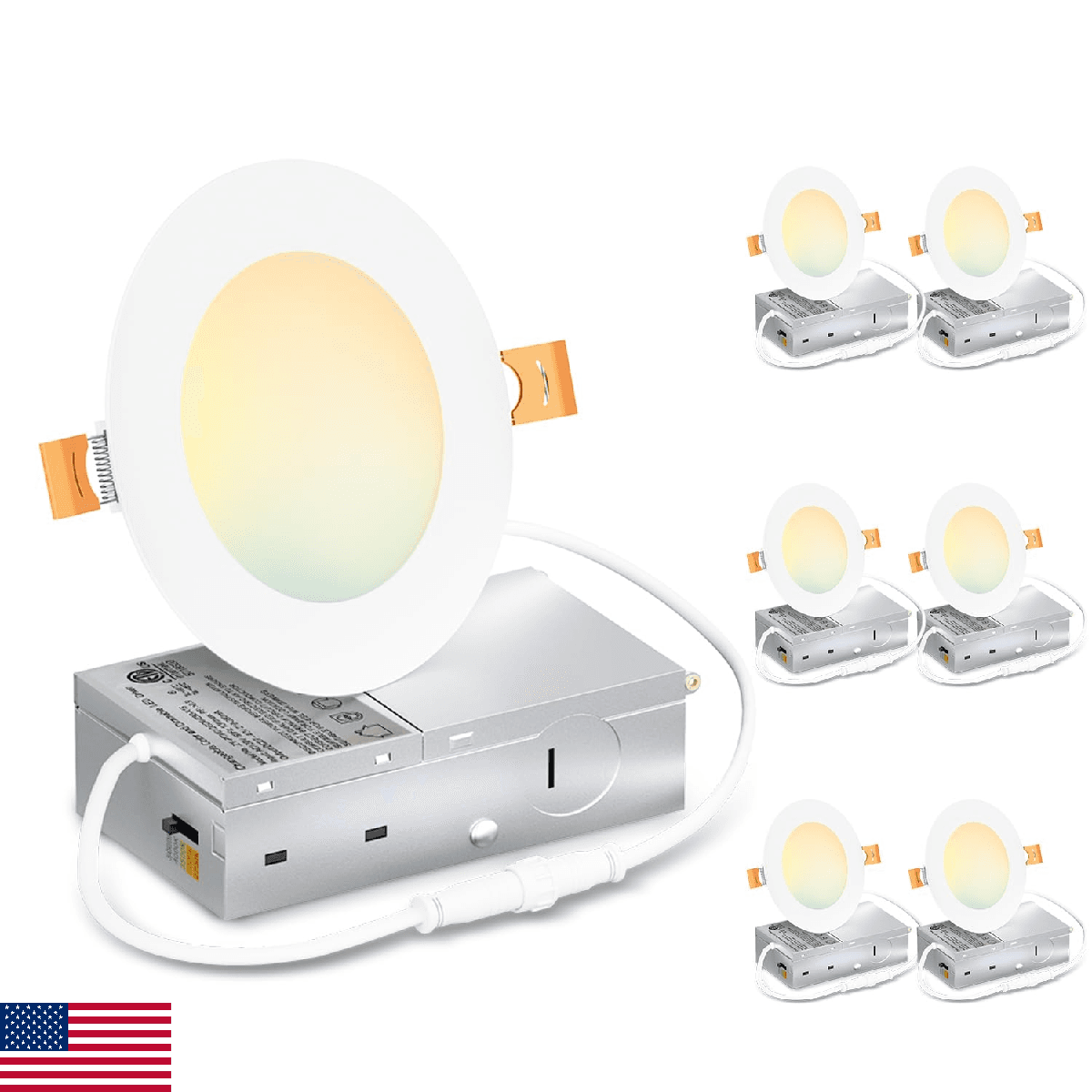 LVWIT Recessed Lighting 4 Inch, Ultra-Thin LED Ceiling Lights 800LM 2700K-5000K - Image 1