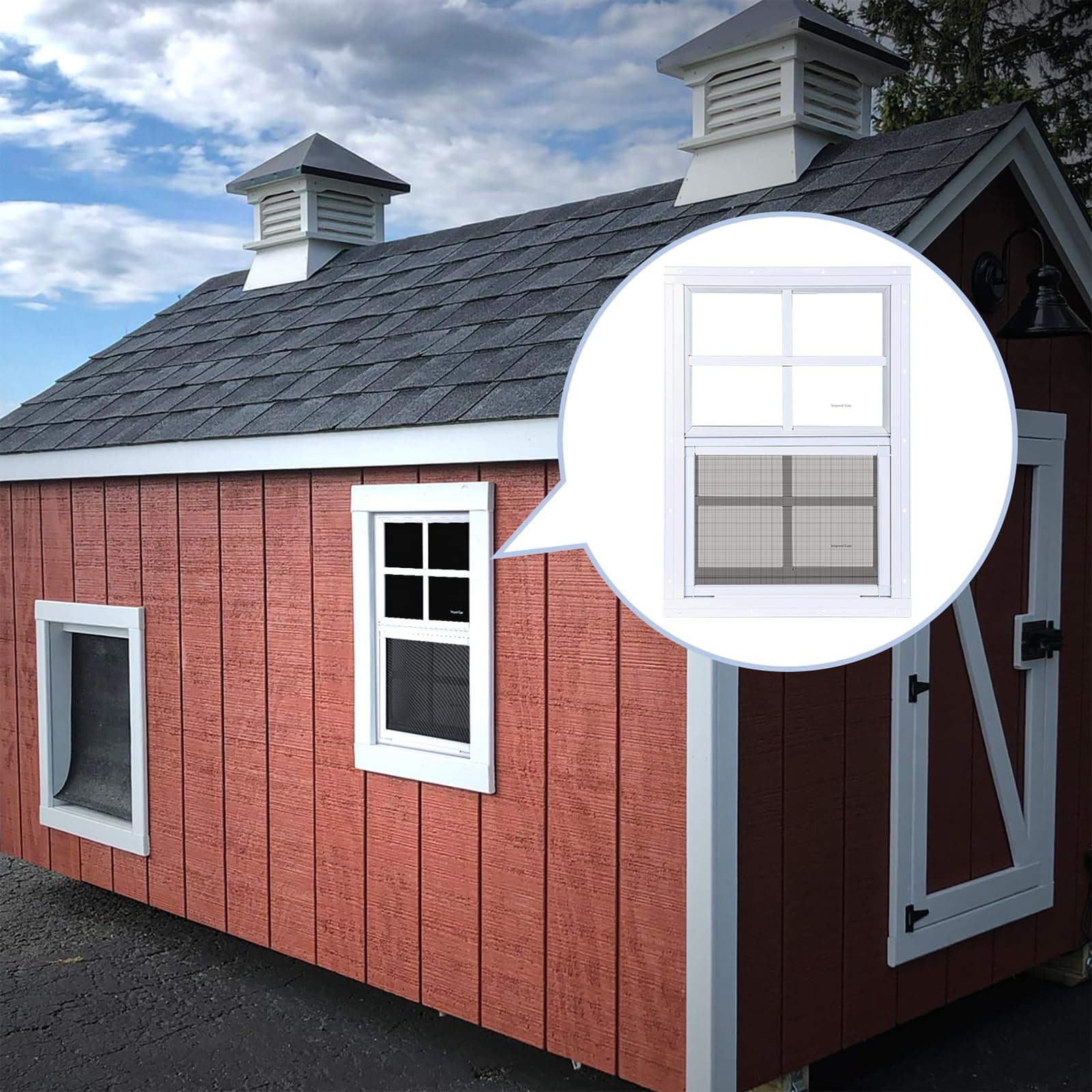 Melkus 2 Pack Shed Windows, 12"x18" Flush Mount Household Windows with Thicker T - Thumbnail 6