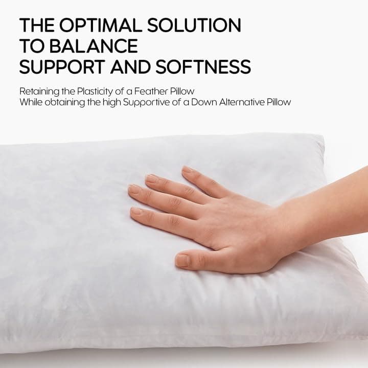 Swandream Feather Throw Pillow Insert, Soft Fluffy Square 20 x 20 Inches Decorat - Thumbnail 2