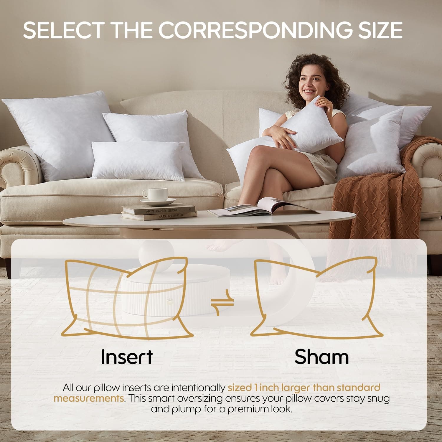 Swandream Feather Throw Pillow Insert, Soft Fluffy Square 20 x 20 Inches Decorat - Thumbnail 3