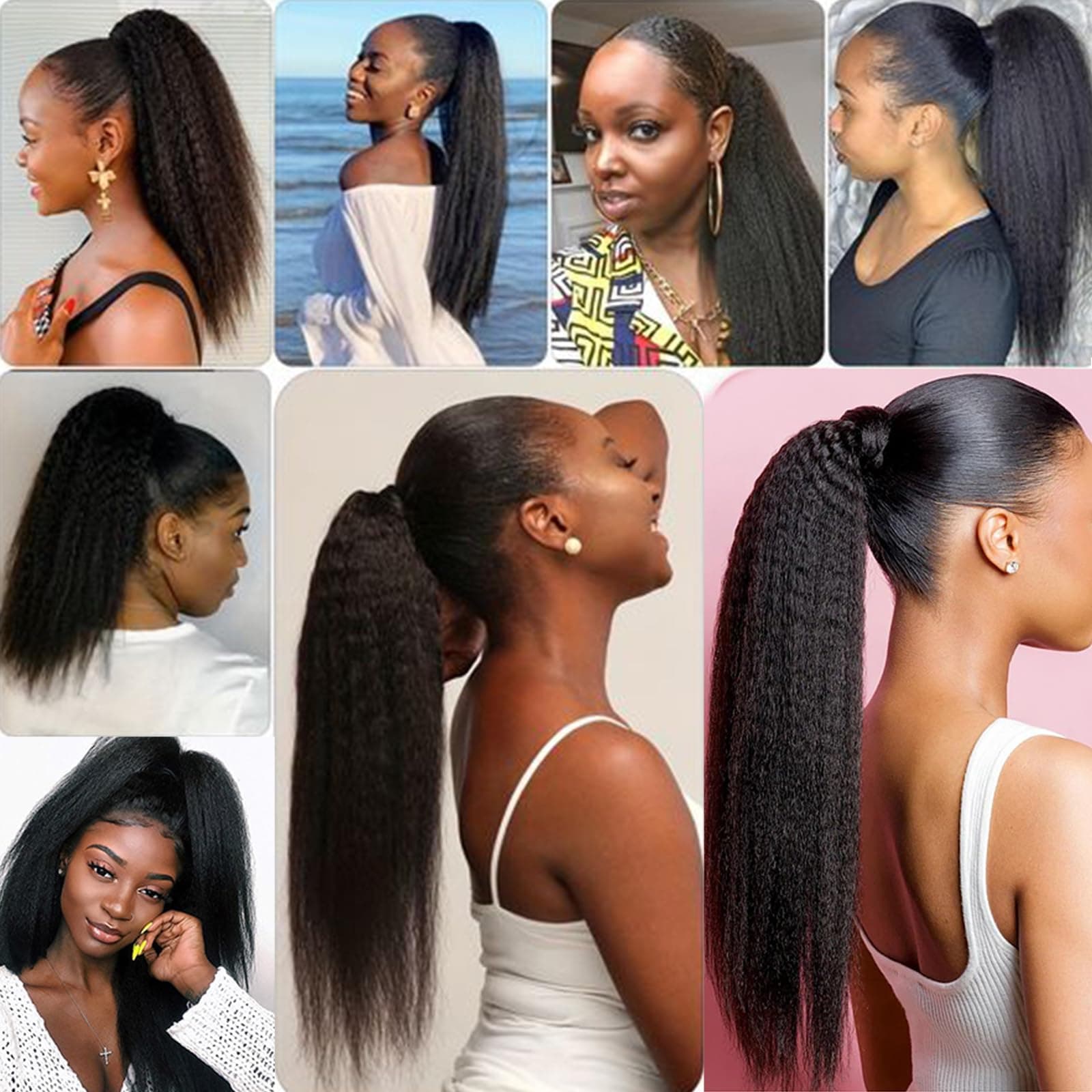 SAKALAKA Ponytail Extension Drawstring Human Hair Clip in Pony Tail Hair Extensi - Thumbnail 6