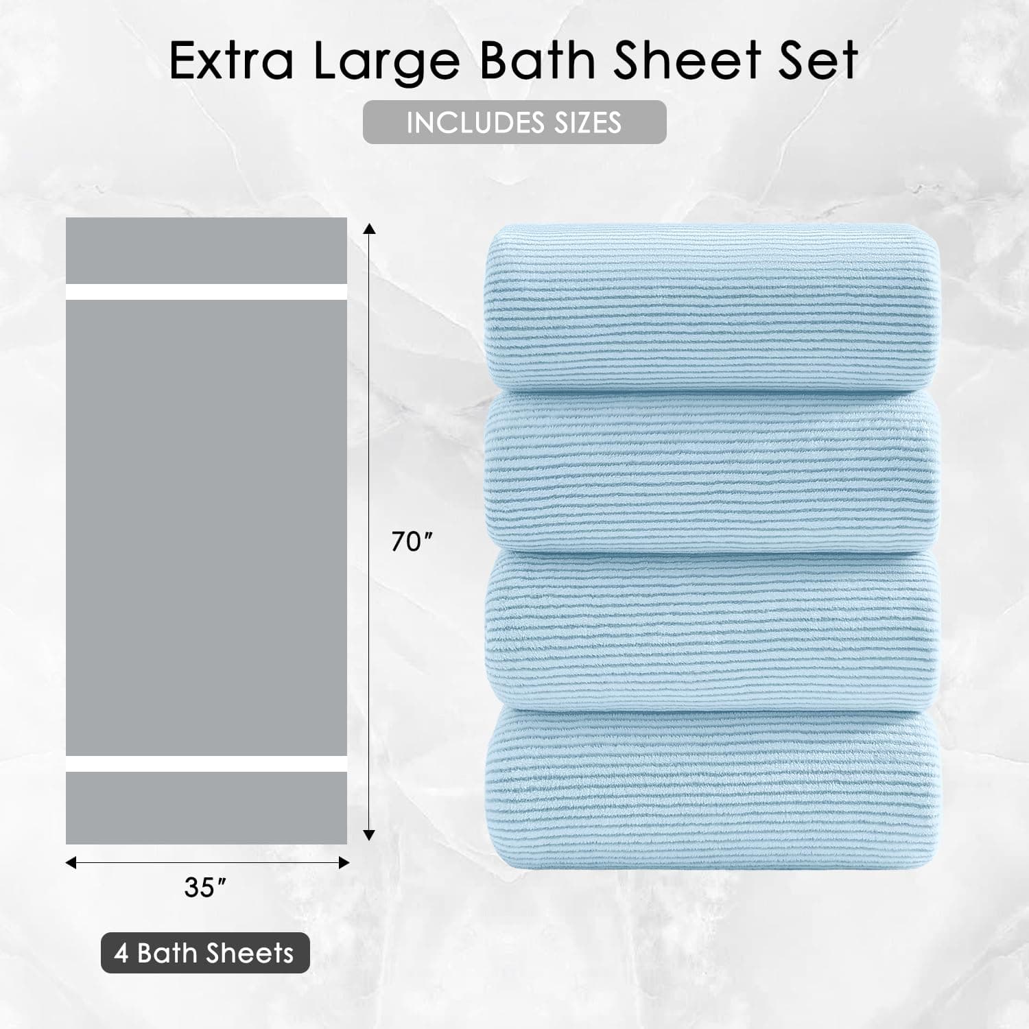 4 Piece Bath Towel Set 35"x70"Oversized Bath Towel for Bathroom Ultra Soft Fluff - Thumbnail 7