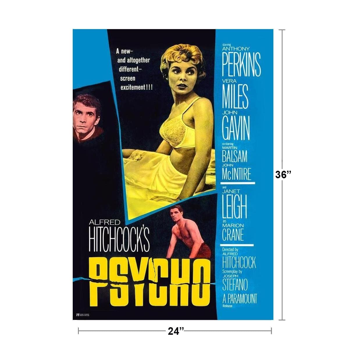 Psycho 1960 Alfred Hitchcock Retro Vintage Horror Movie Poster Horror Movie Merc - Thumbnail 4
