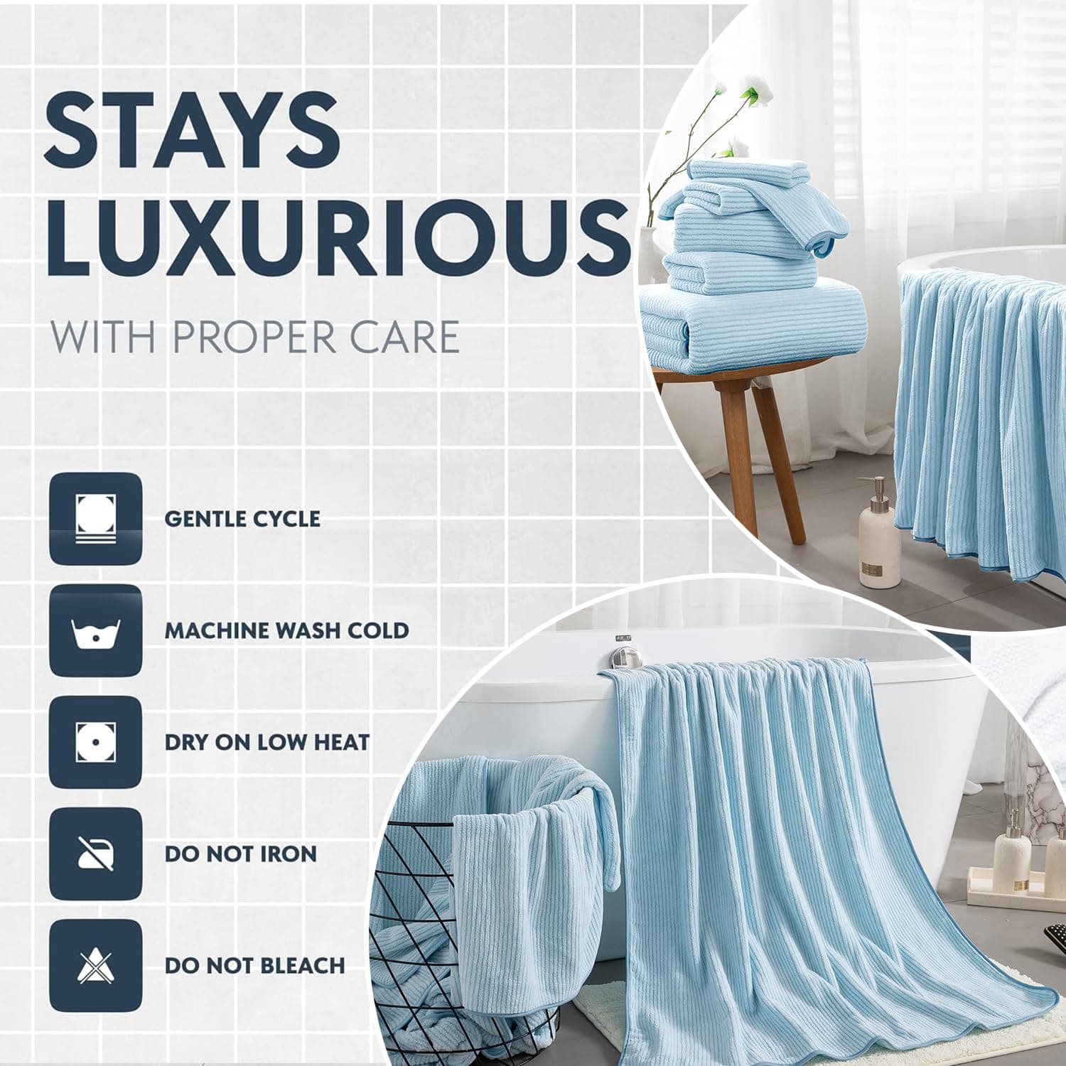 4 Piece Bath Towel Set 35"x70"Oversized Bath Towel for Bathroom Ultra Soft Fluff - Thumbnail 4