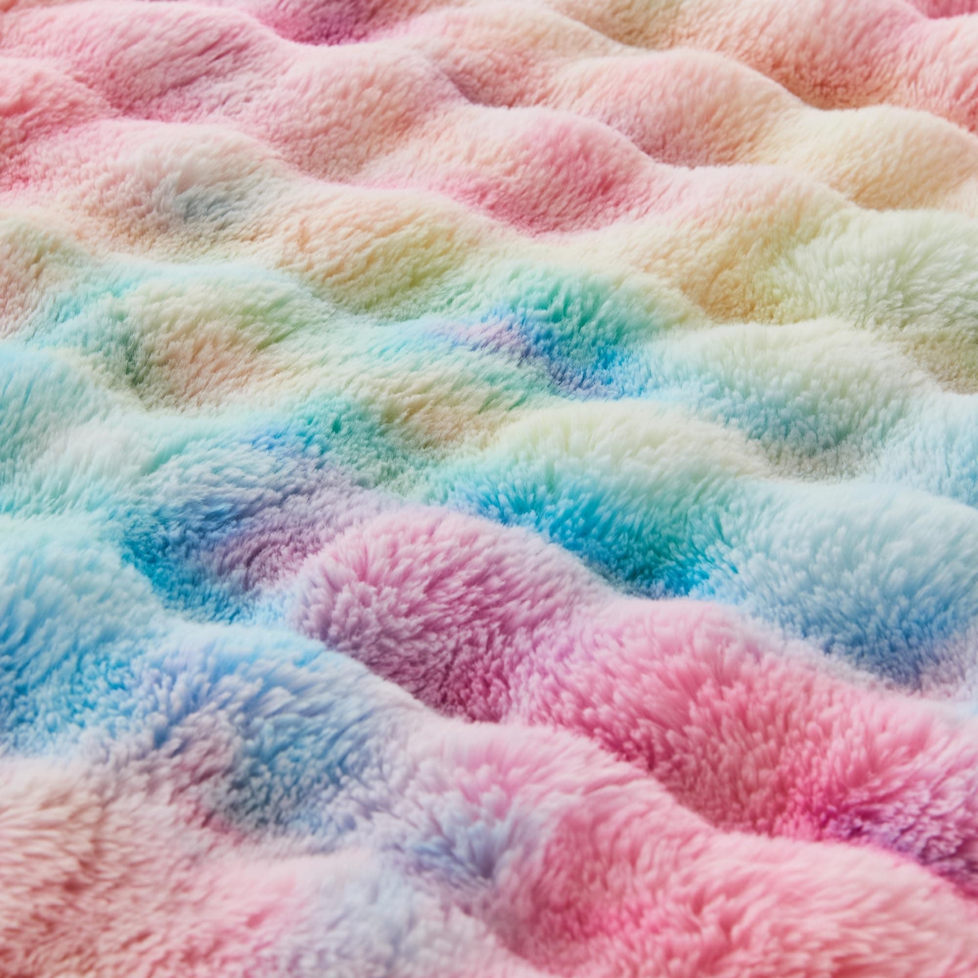 RYNGHIPY Faux Fur Throw Blanket Tie Dye Colorful Rainbow Blanket for Couch Plush - Thumbnail 6