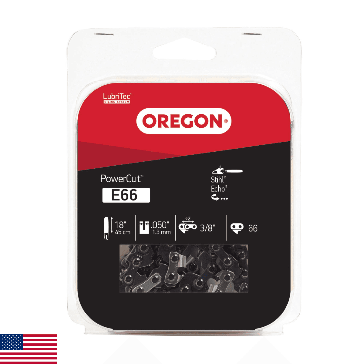 Oregon E66 PowerCut Chainsaw Chain For 18-Inch Bar - 66 Drive Links - fits Stihl - Image 1