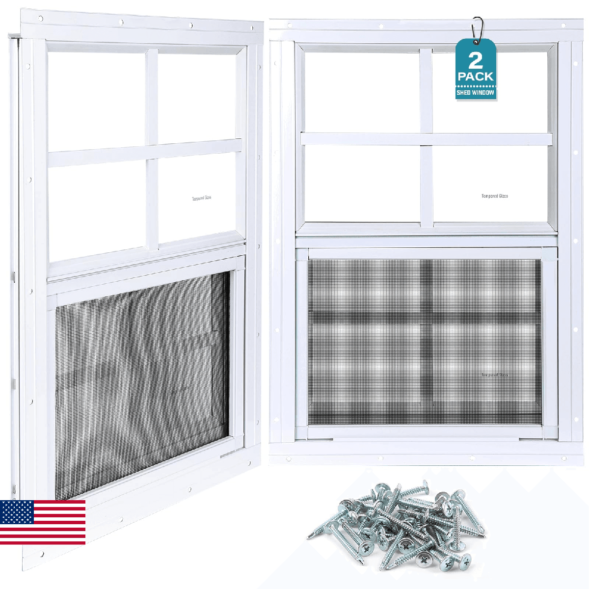 Melkus 2 Pack Shed Windows, 12"x18" Flush Mount Household Windows with Thicker T - Image 1