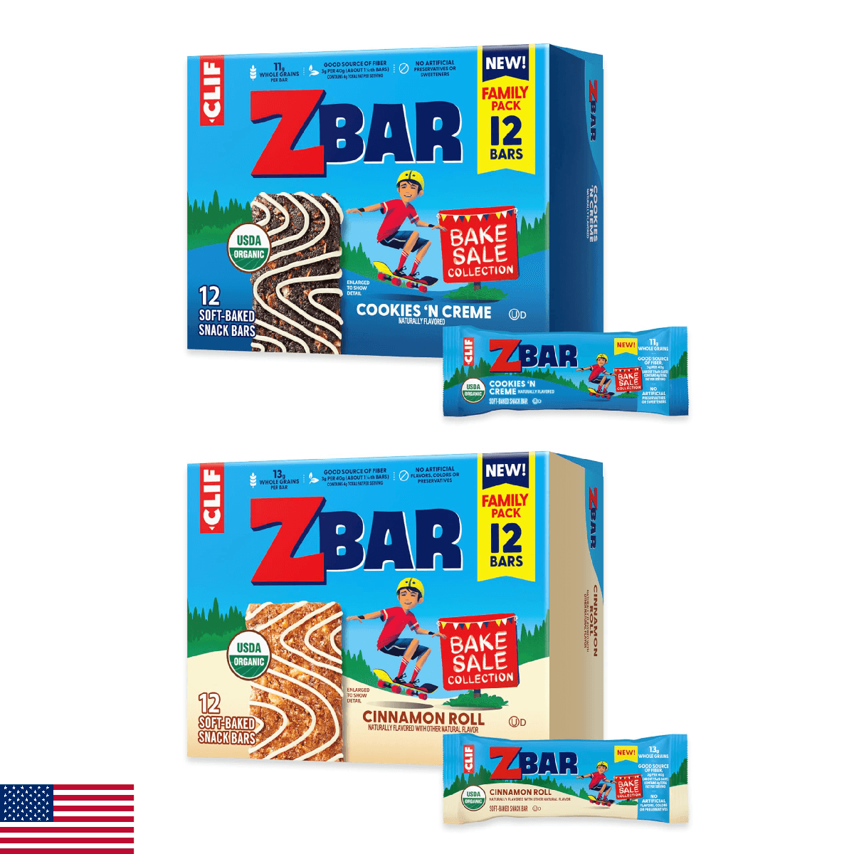 Zbar Bake Sale Variety Pack - Cookies N Creme & Cinnamon Roll Snack Bars (24 Pac - Image 1