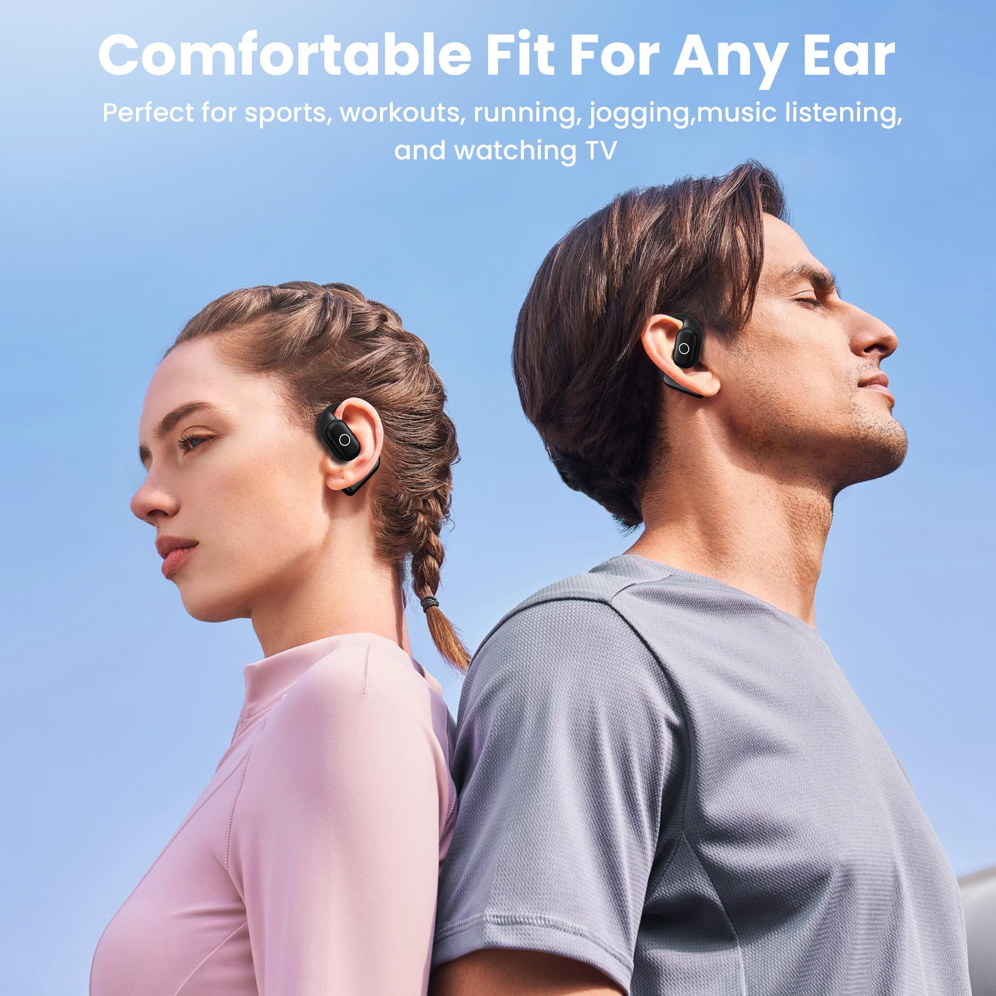 Ear Buds Open Ear Headphones Wireless Earbuds 80Hrs Playtime Bluetooth Ear Buds - Thumbnail 6