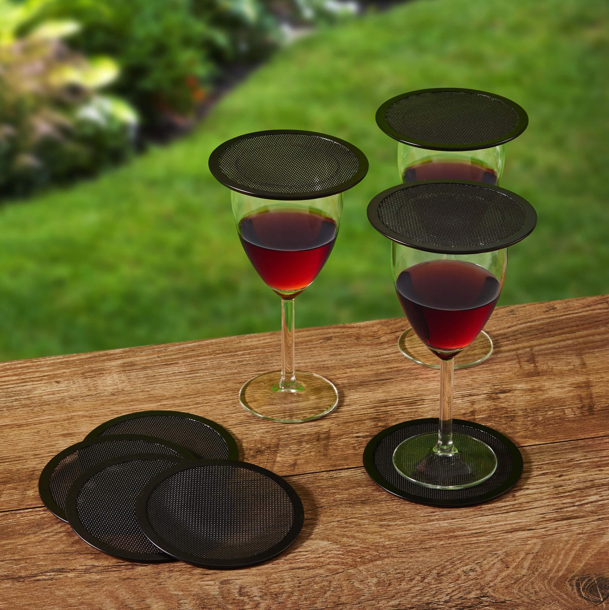 Gourmet Basics by Mikasa Outdoor Drink Covers with Bug Screen, Set of 8, Black - Thumbnail 9