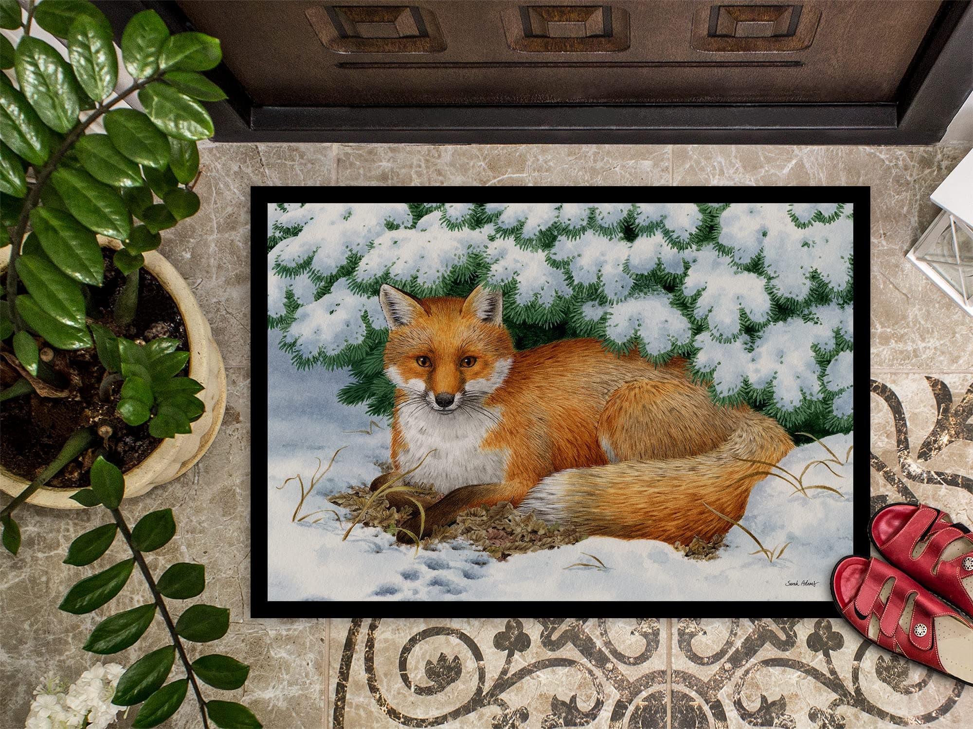Caroline's Treasures ASA2184MAT Winter Fox Doormat 18x27 Front Door Mat Indoor O - Thumbnail 3