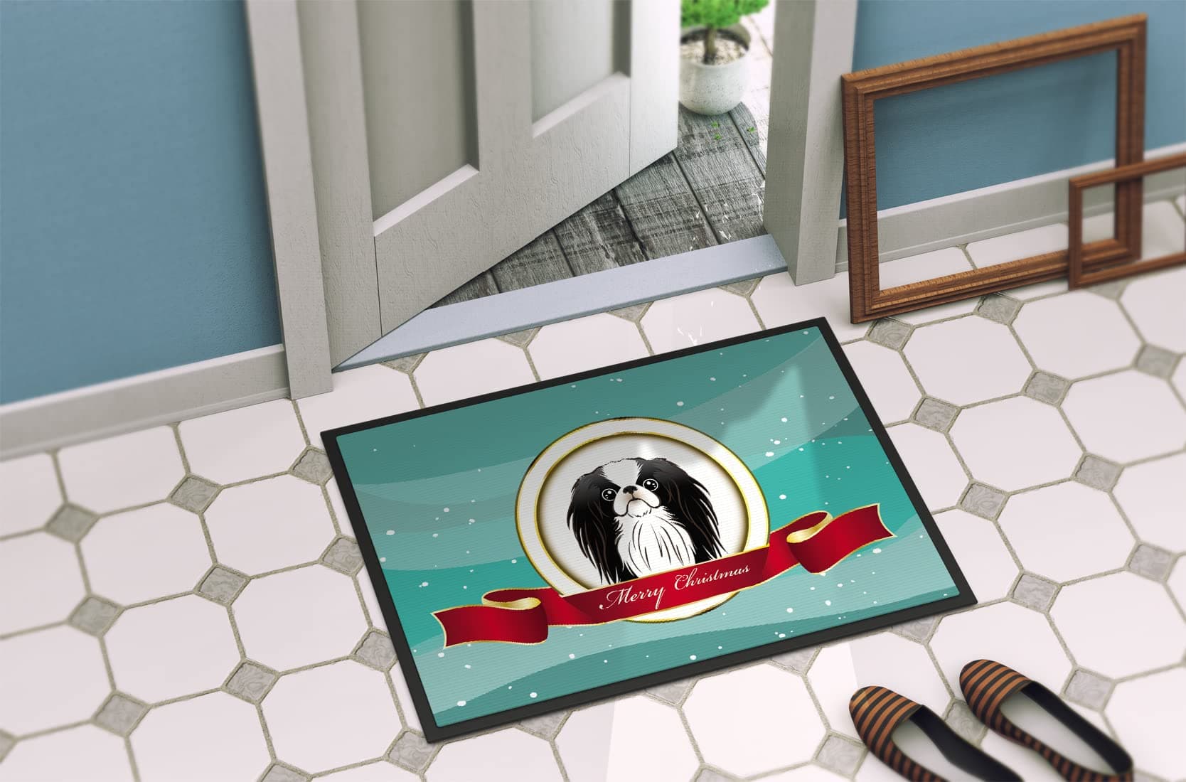 Caroline's Treasures BB1540MAT Japanese Chin Merry Christmas Doormat 18x27 Front - Thumbnail 4