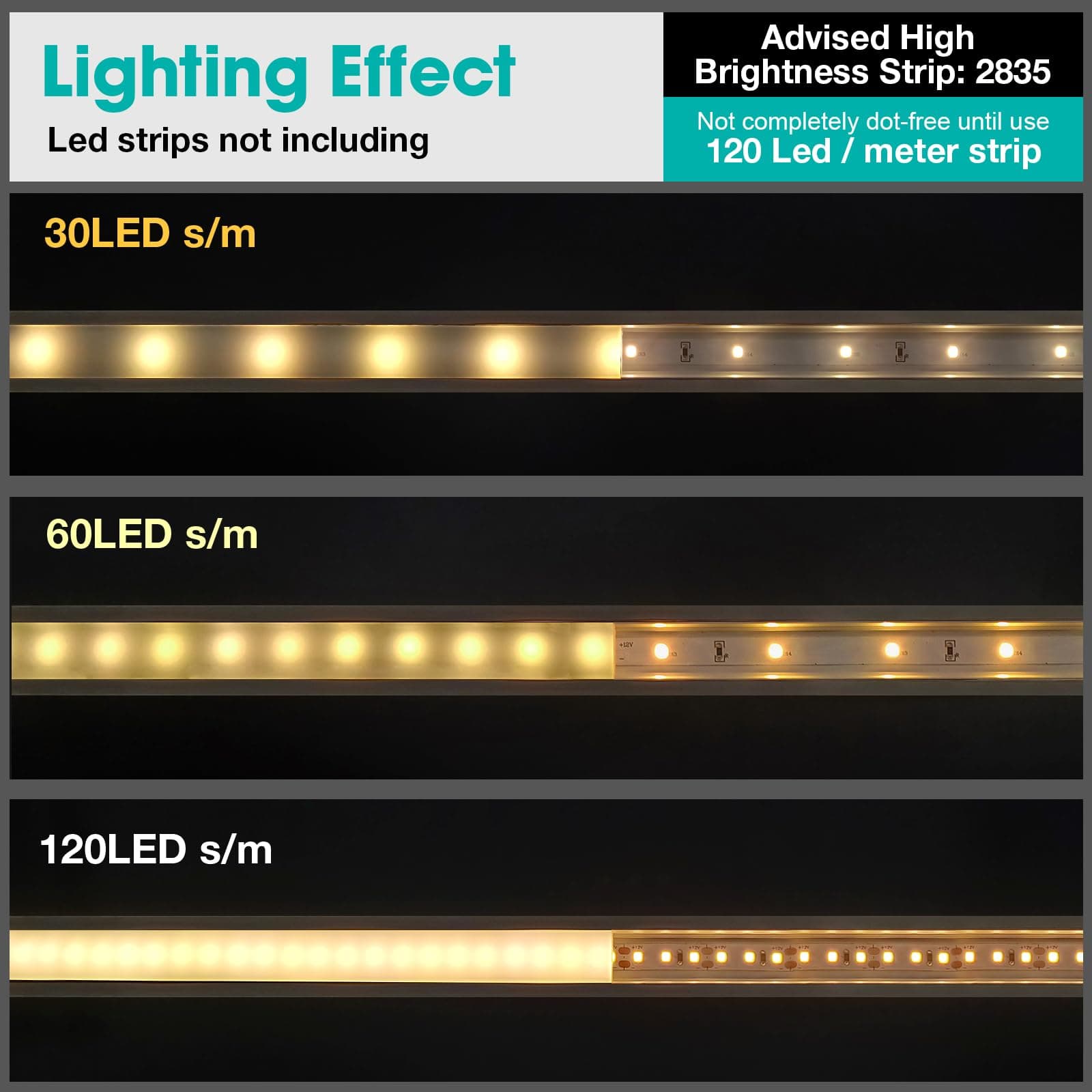 10-Pack 3.3ft/1Meter Silver Recessed LED Aluminum Channel for LED Strip Lights D - Thumbnail 4