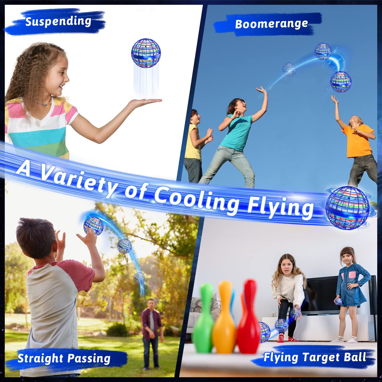 Flying Orb Ball Toys 2 Pack, Soaring Hover Boomerang Spinner Hand Controlled Min - Thumbnail 4