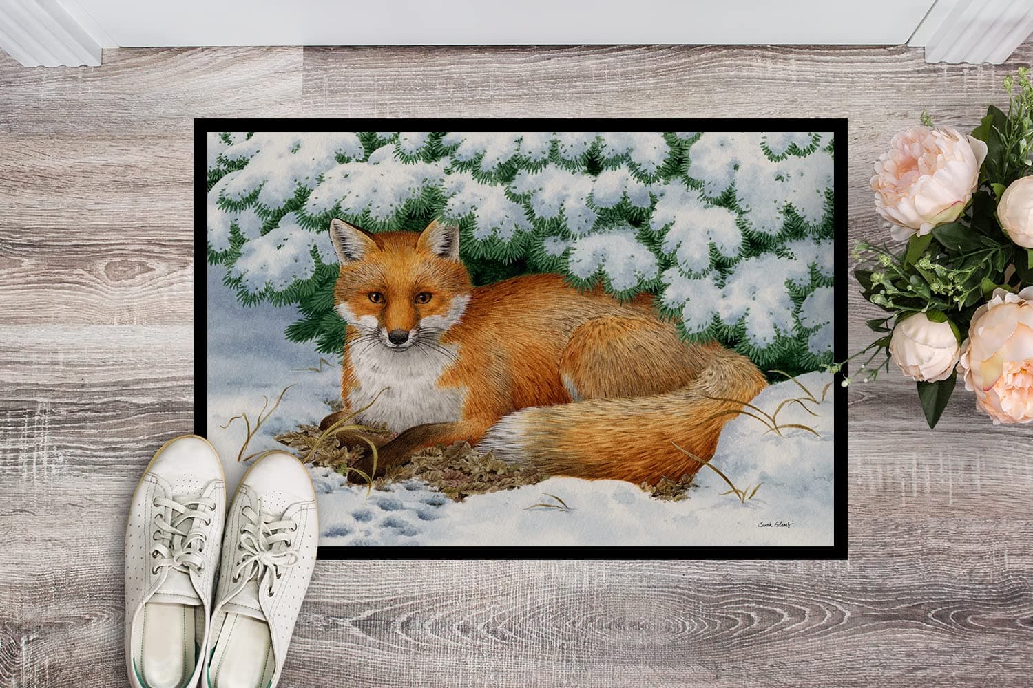 Caroline's Treasures ASA2184MAT Winter Fox Doormat 18x27 Front Door Mat Indoor O - Thumbnail 2