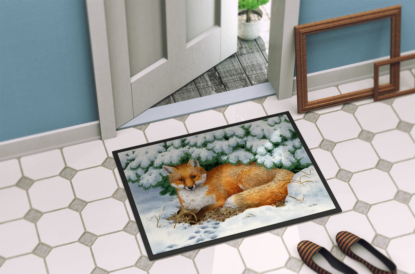 Caroline's Treasures ASA2184MAT Winter Fox Doormat 18x27 Front Door Mat Indoor O - Thumbnail 4