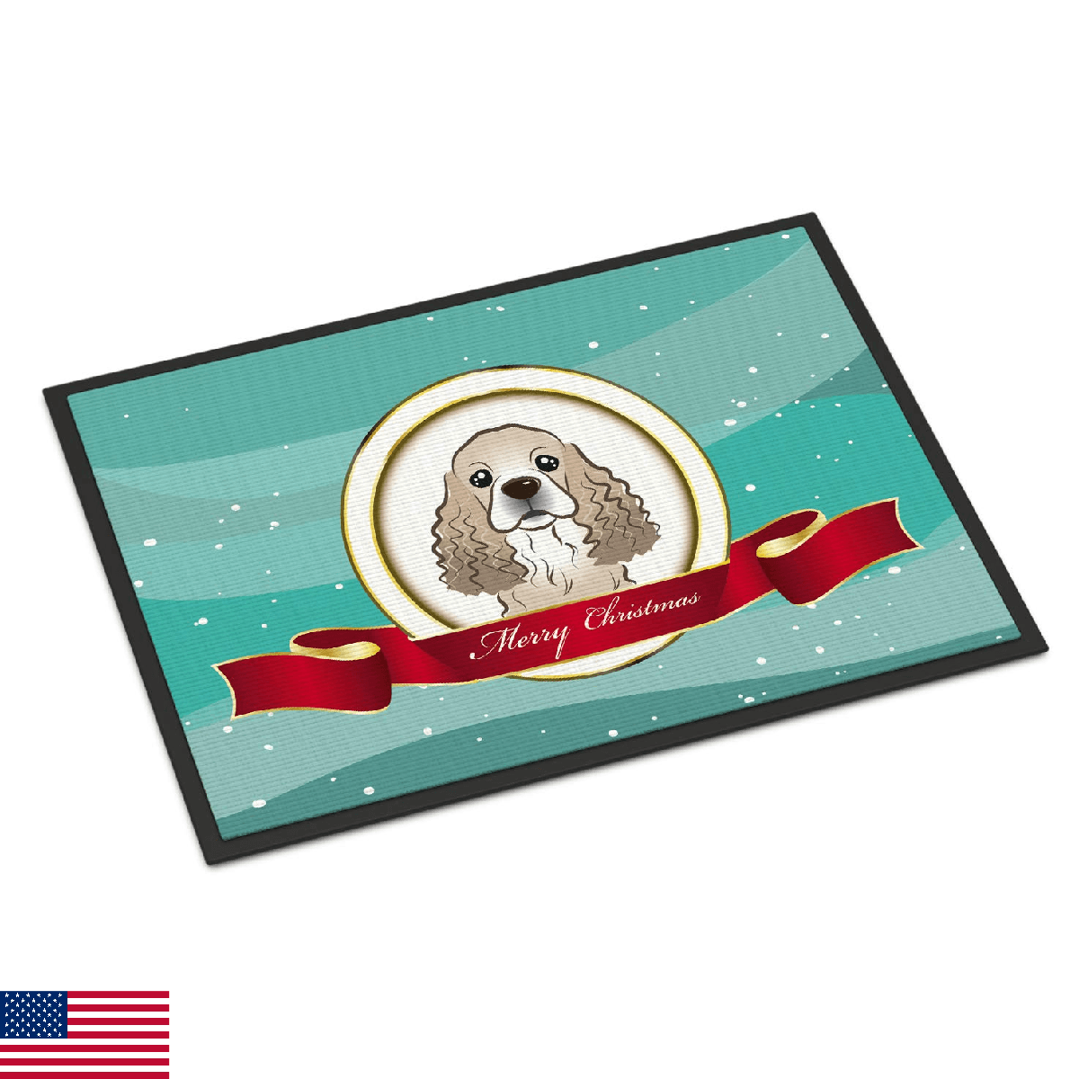 Caroline's Treasures BB1526MAT Cocker Spaniel Merry Christmas Doormat 18x27 Fron - Image 1