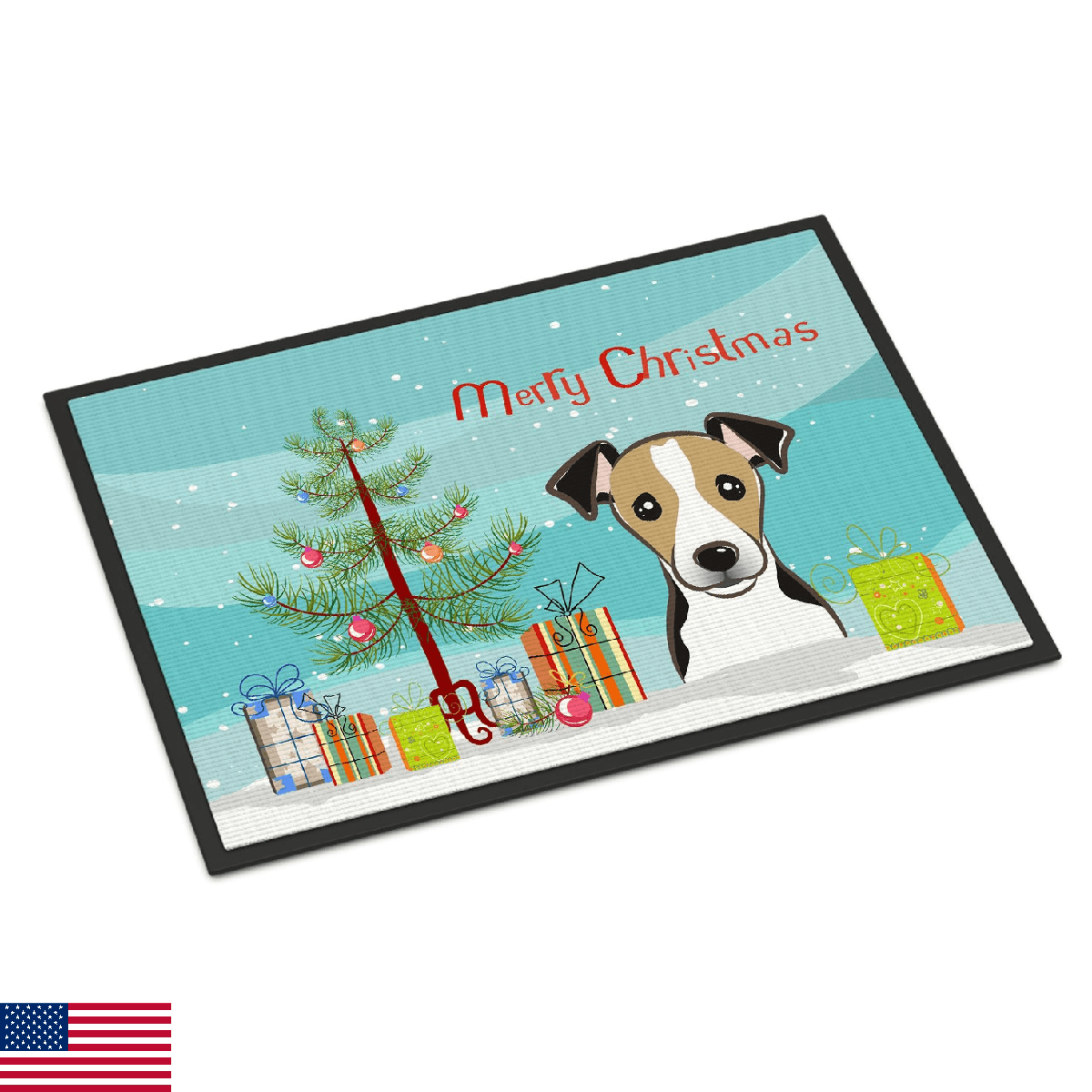 Caroline's Treasures BB1633MAT Christmas Tree and Jack Russell Terrier Doormat 1 - Image 1
