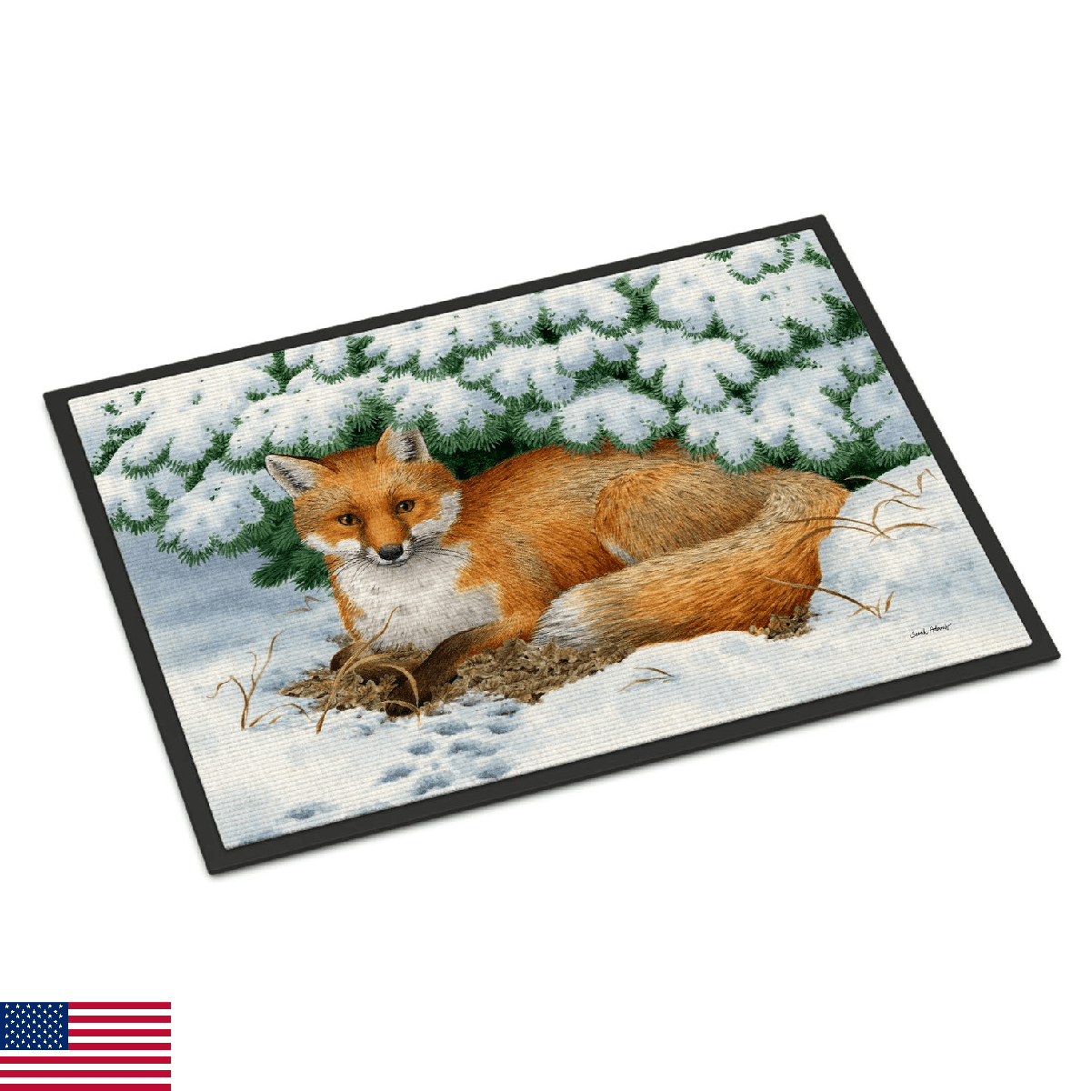 Caroline's Treasures ASA2184MAT Winter Fox Doormat 18x27 Front Door Mat Indoor O - Image 1