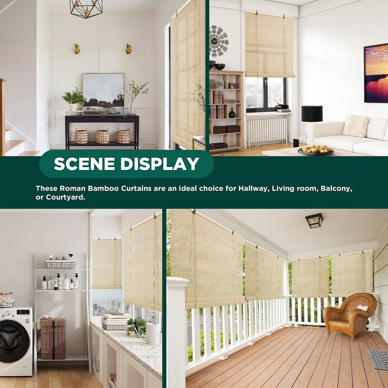 Bamboo Blinds for Interior Windows, Easy to Install Bamboo Shades for Indoor Win - Thumbnail 6