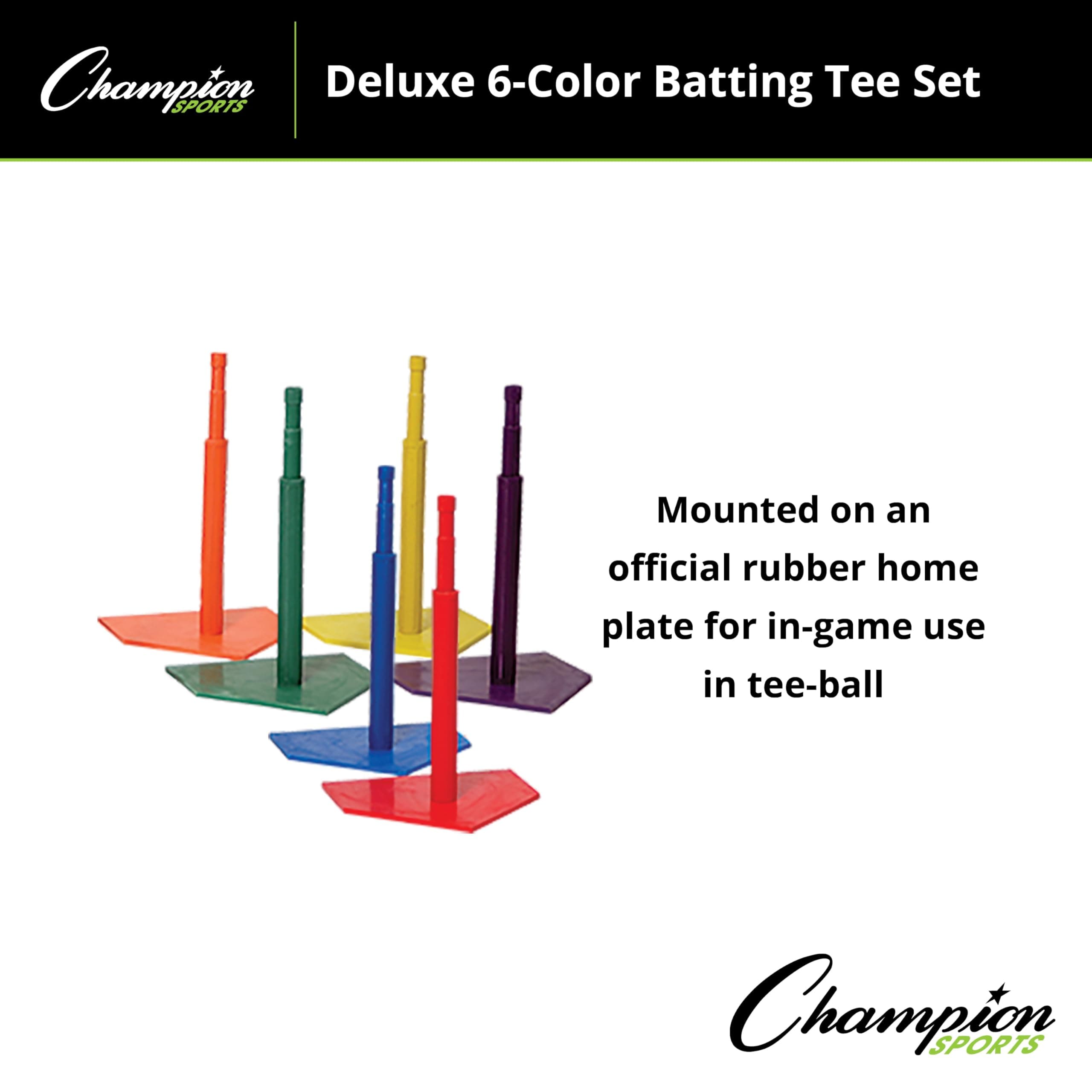 Champion Sports Deluxe Batting Tee Set - Mounted Adjustable Telescopic Batting T - Thumbnail 4