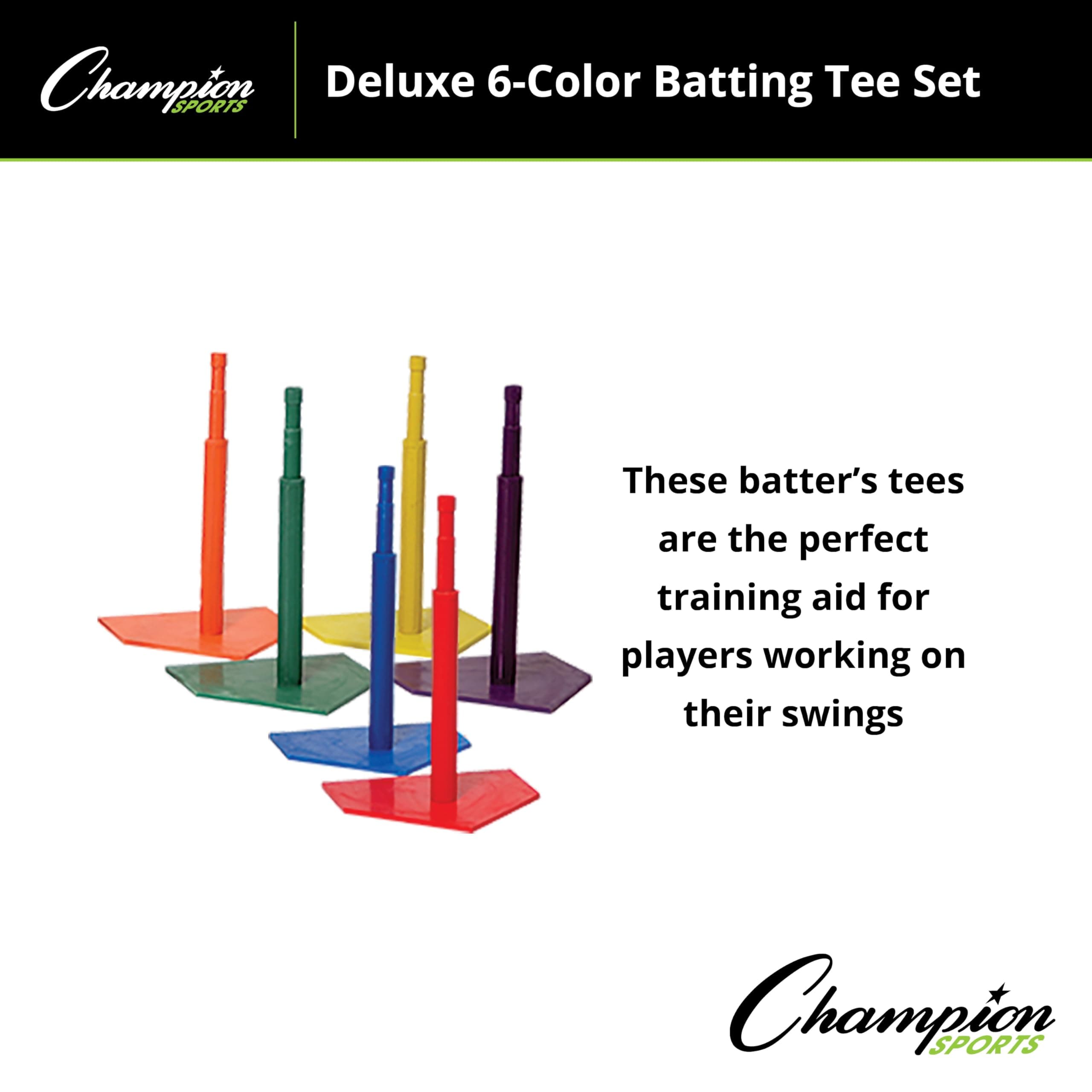 Champion Sports Deluxe Batting Tee Set - Mounted Adjustable Telescopic Batting T - Thumbnail 5