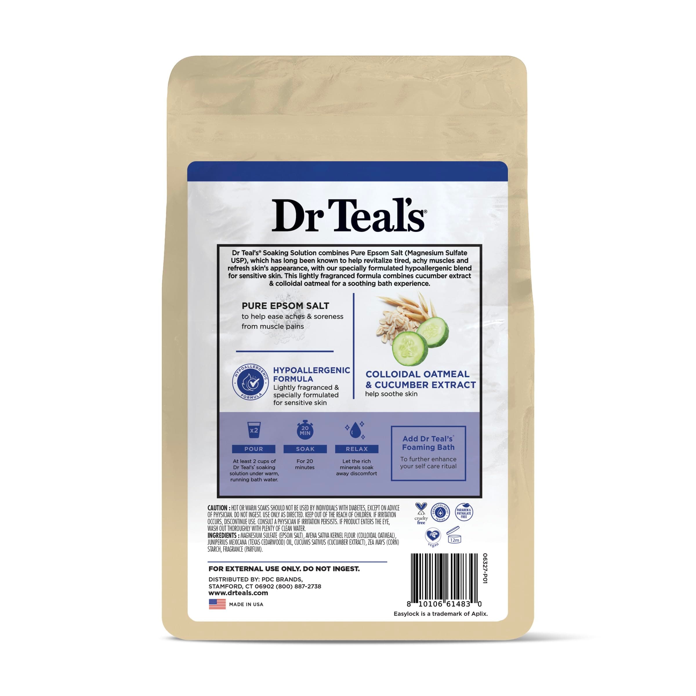 Dr Teal's Epsom Salt Magnesium Soak, Sensitive Skin with Colloidal Oatmeal & Cuc - Thumbnail 8