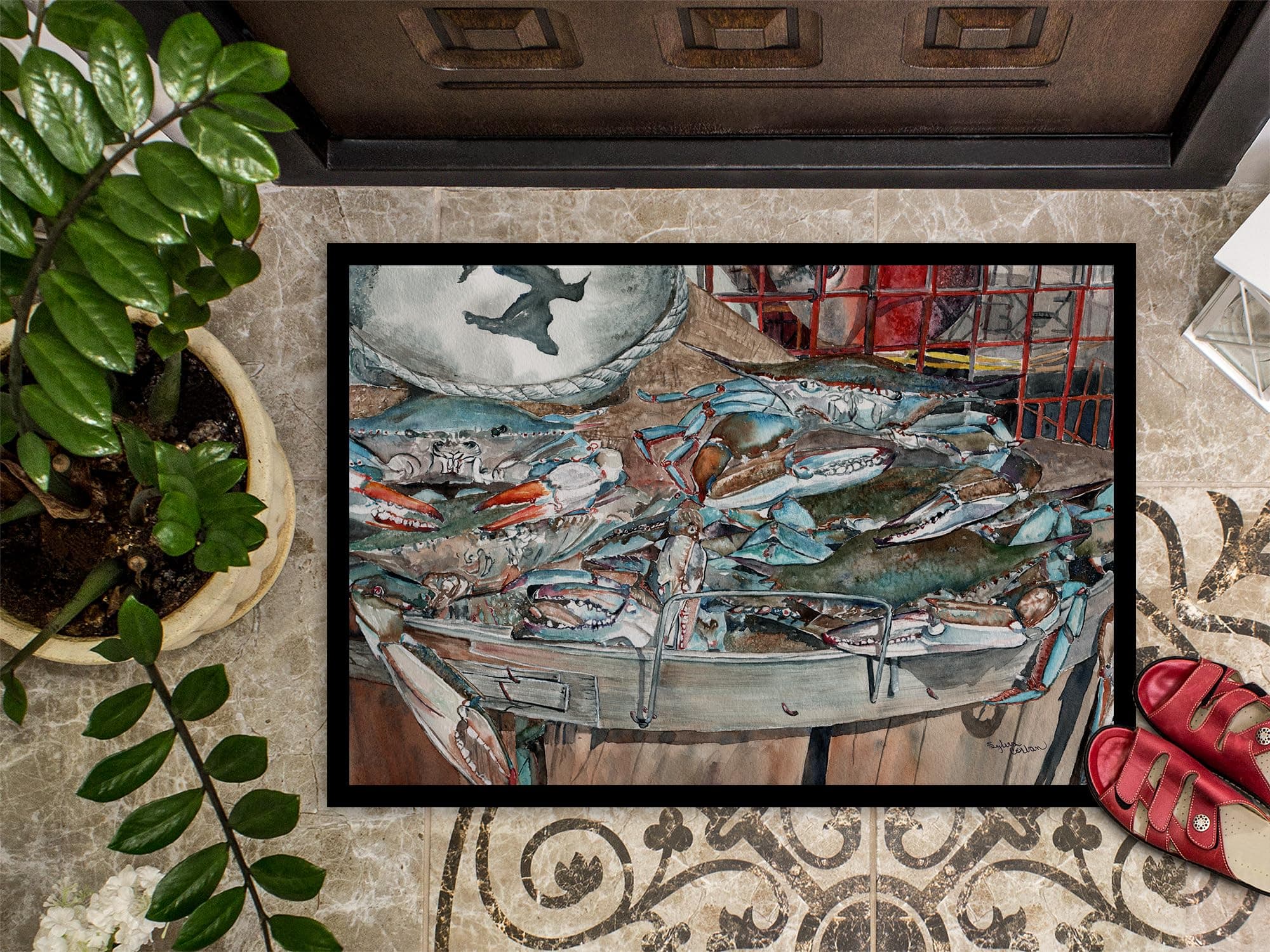 Caroline's Treasures 8961MAT Basket Full of Blue Crabs Doormat 18x27 Front Door - Thumbnail 3