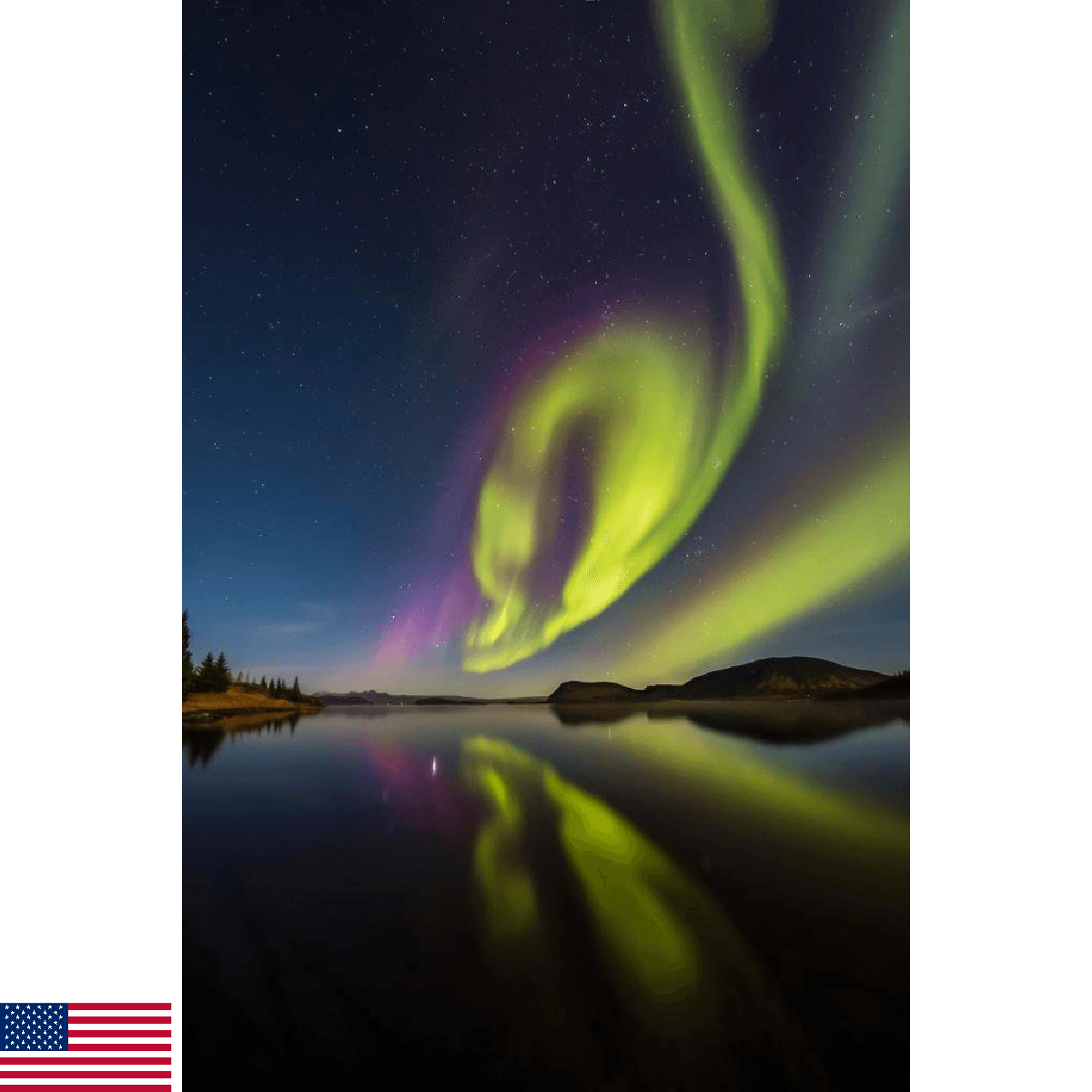 Aurora Borealis Northern Lights Iceland Photo Photograph Cool Wall Art Print Pos - Image 1